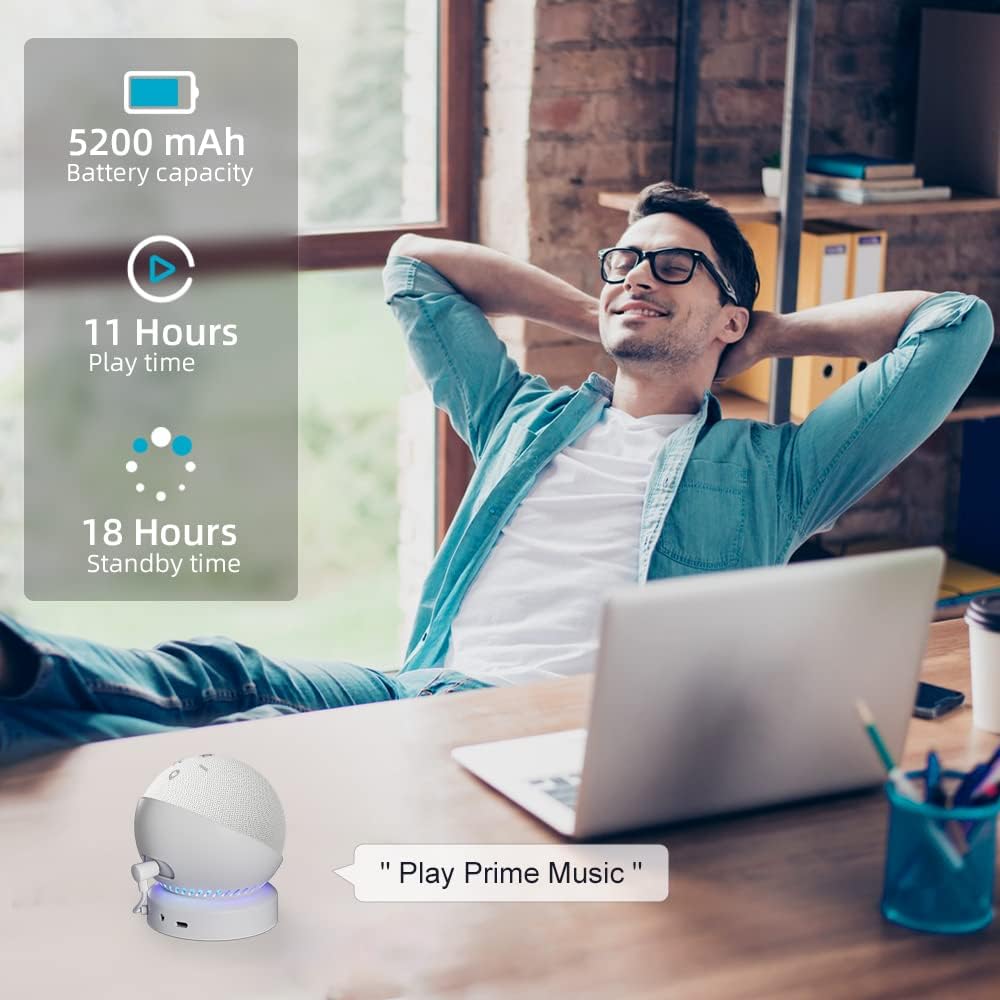 BASE CON BATERÍA PARA ECHO DOT 5TA Y 4TA GENERACIÓN Y HOMEPOD MINI BLANCO - 4