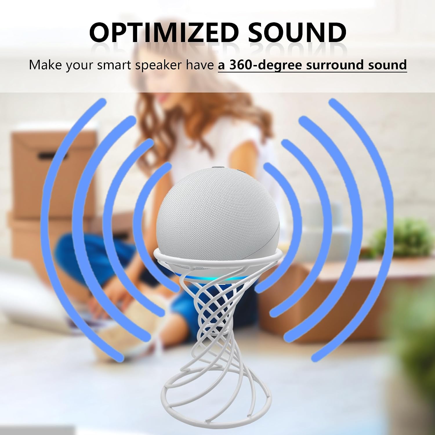 SOPORTE PARA PARLANTES DUTIPLUS SMART SPEAKER TABLE STAND BLANCO - 4