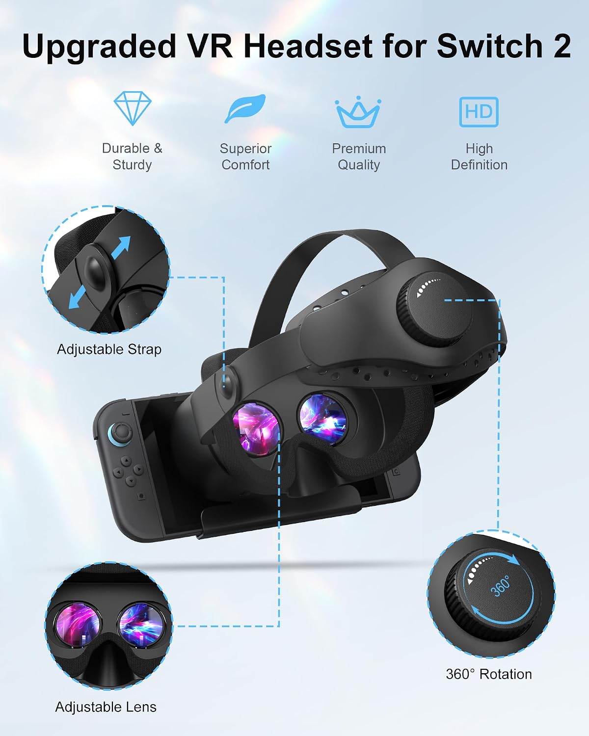 LENTES VR PARA NINTENDO SWITCH 2 STARTRC GAMES CON LENTES HD AJUSTABLES Y CORREA CÓMODA - 2