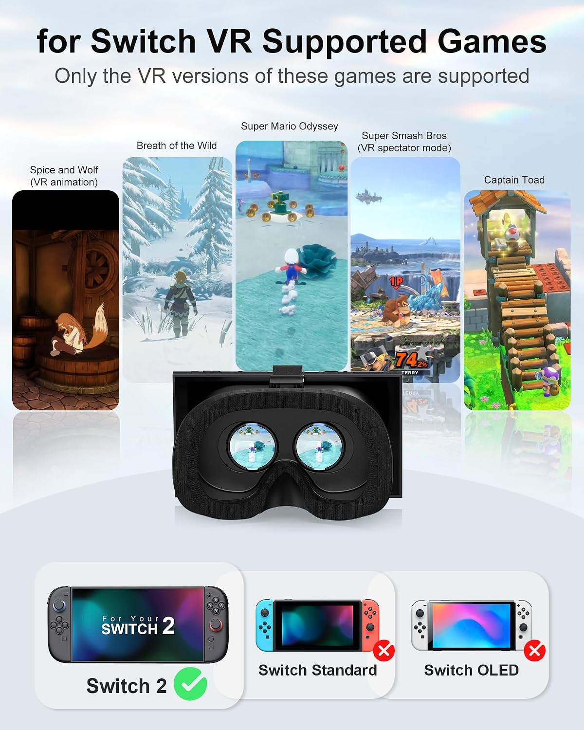 LENTES VR PARA NINTENDO SWITCH 2 STARTRC GAMES CON LENTES HD AJUSTABLES Y CORREA CÓMODA - 3