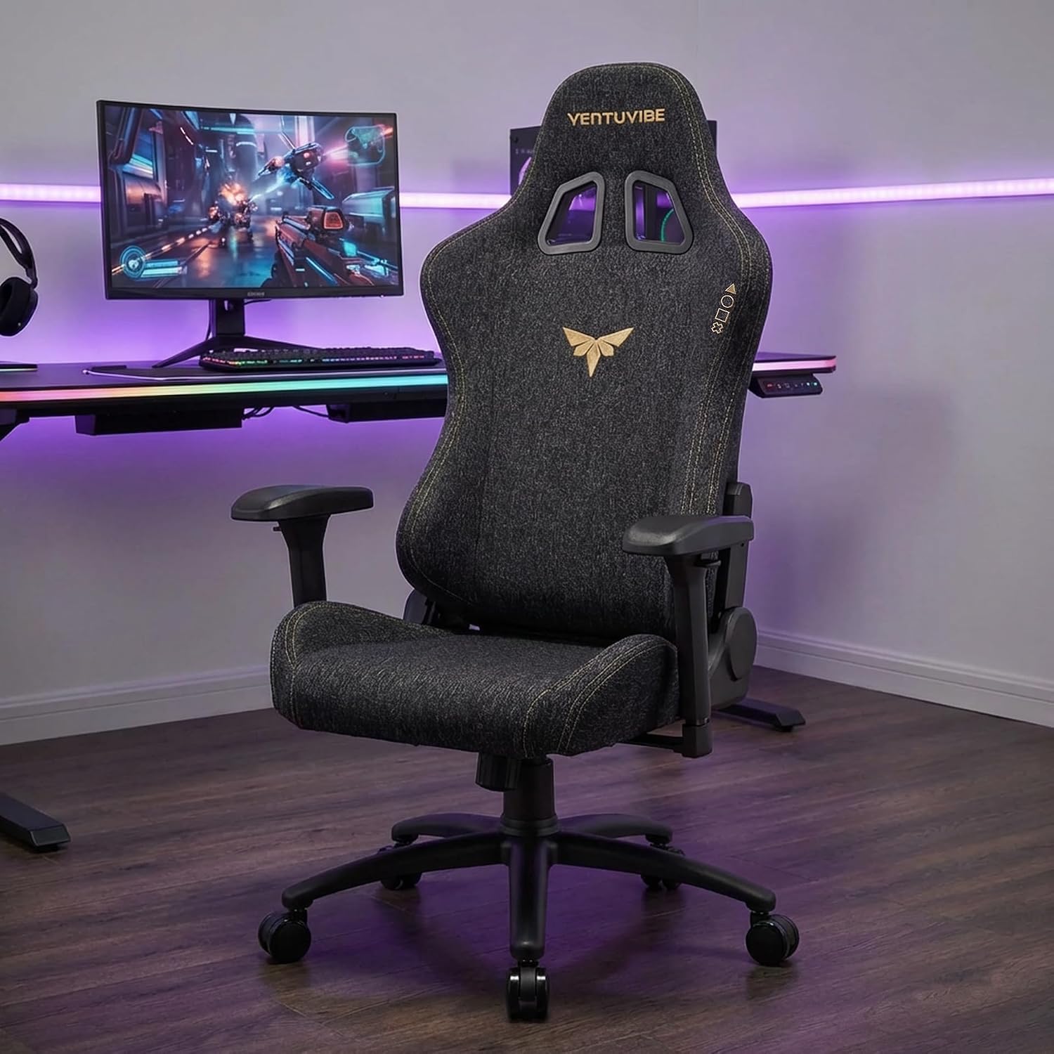 SILLA DE OFICINA VENTUVIBE GAMING CON REPOSABRAZOS 4D AJUSTABLES Y RESPALDO RECLINABLE 170° - 2