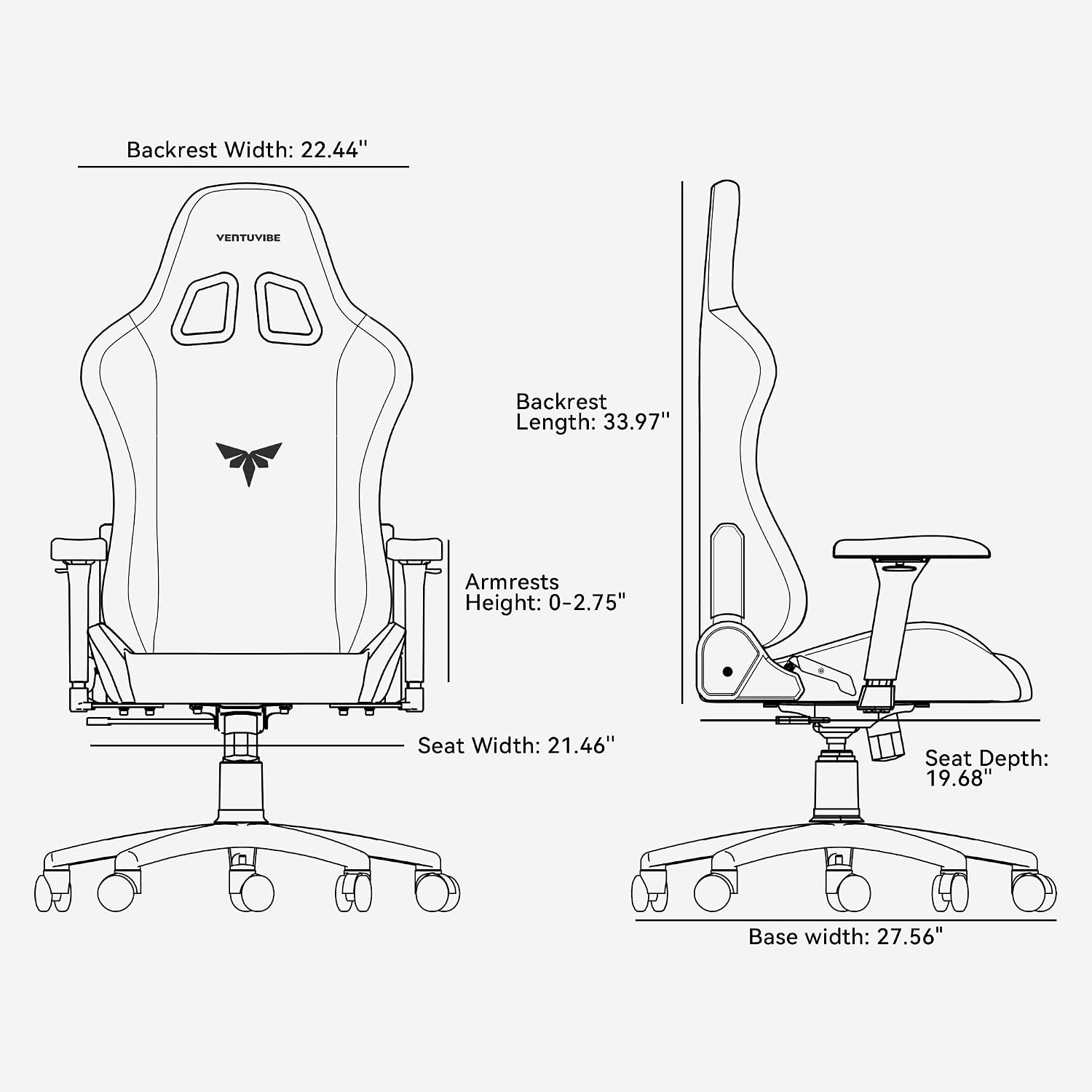 SILLA DE OFICINA VENTUVIBE GAMING CON REPOSABRAZOS 4D AJUSTABLES Y RESPALDO RECLINABLE 170° - 3