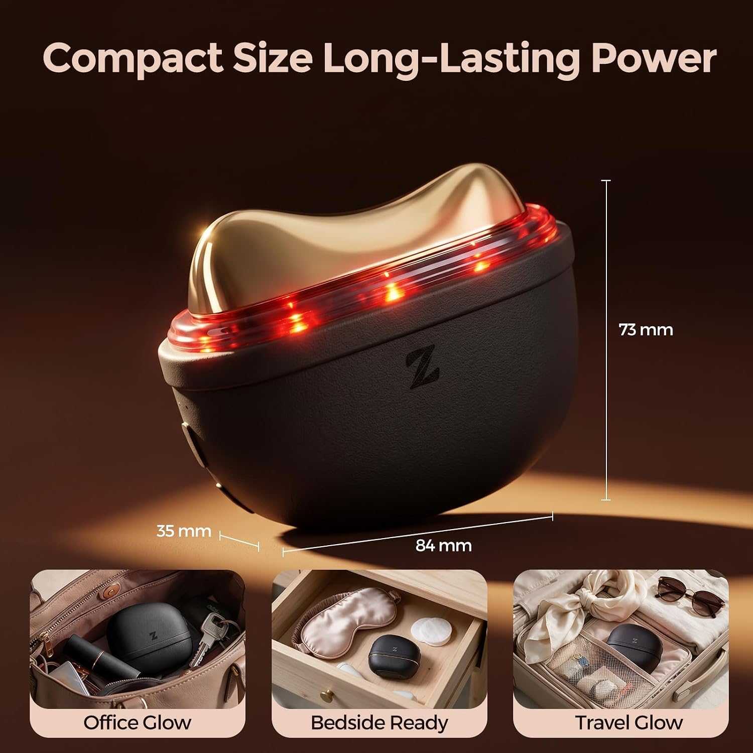 MASAJEADOR FACIAL ELÉCTRICO ZSP GUA SHA CON LUZ ROJA Y CALOR NEGRO - 3