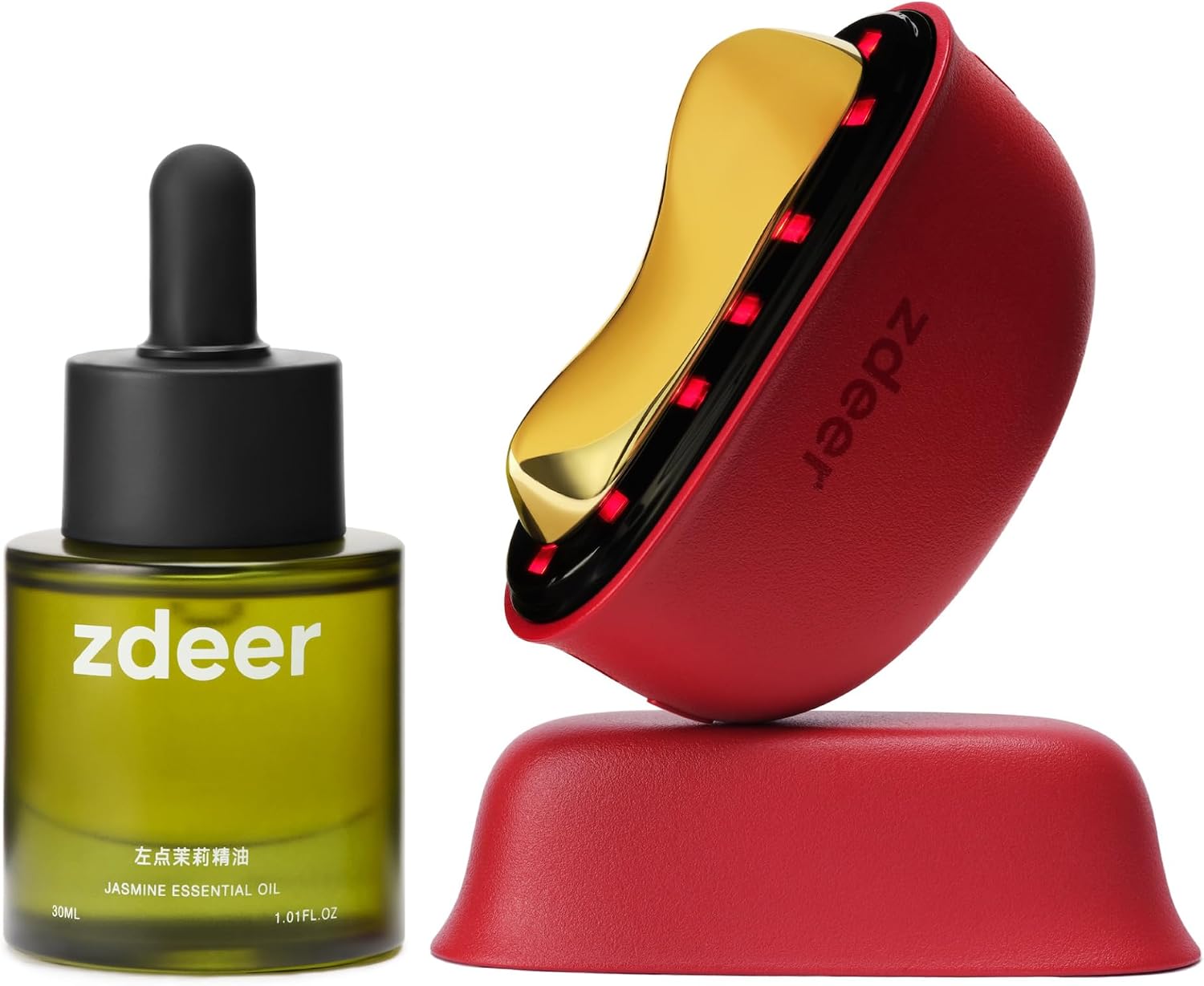 KIT DE MASAJE FACIAL ELÉCTRICO ZDEER PRO CON LUZ ROJA Y CALENTAMIENTO, ROJO - 1