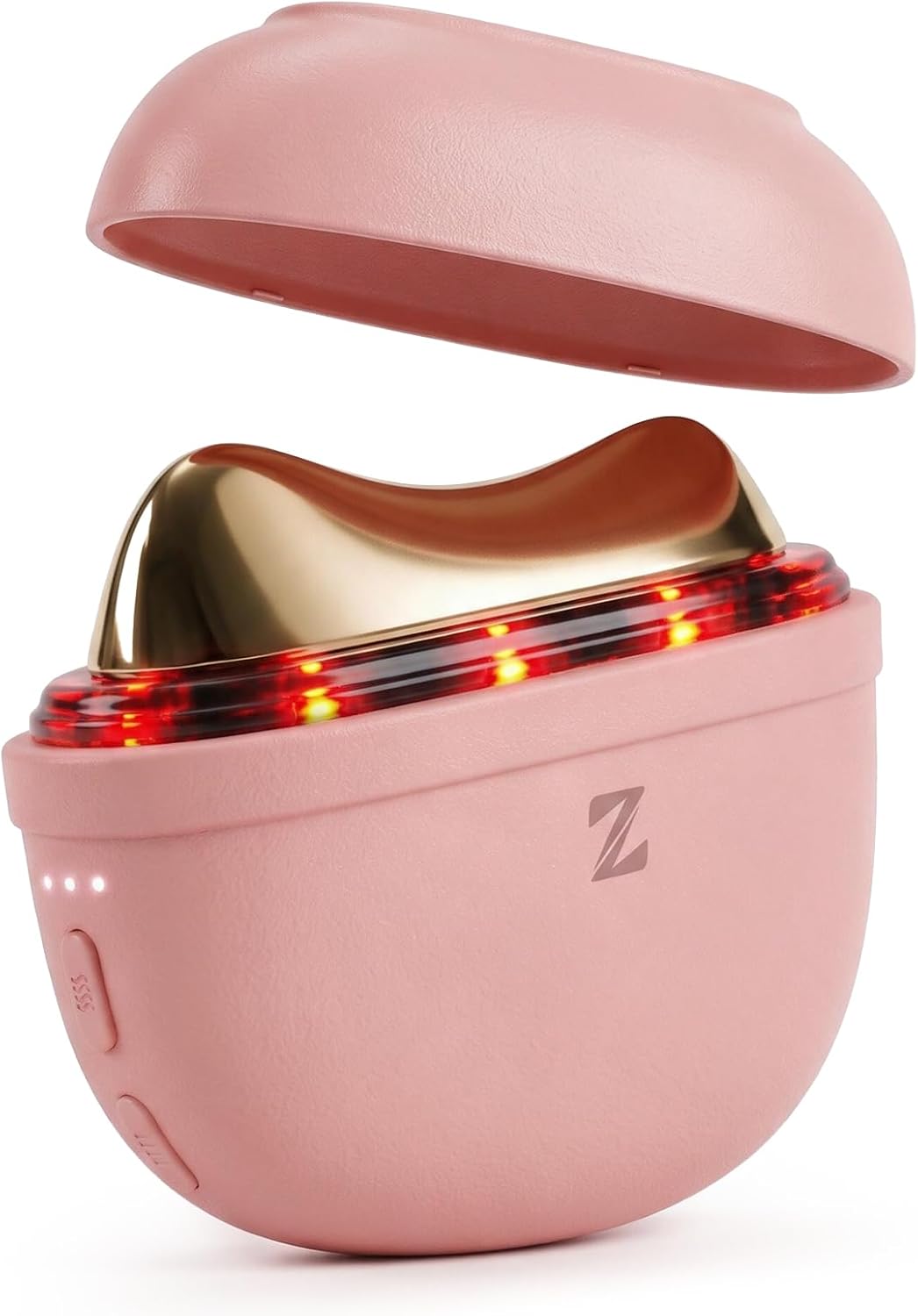 MASAJEADOR FACIAL ELÉCTRICO ZSP GUA SHA CON LUZ ROJA Y CALOR COLOR ROSA - 1