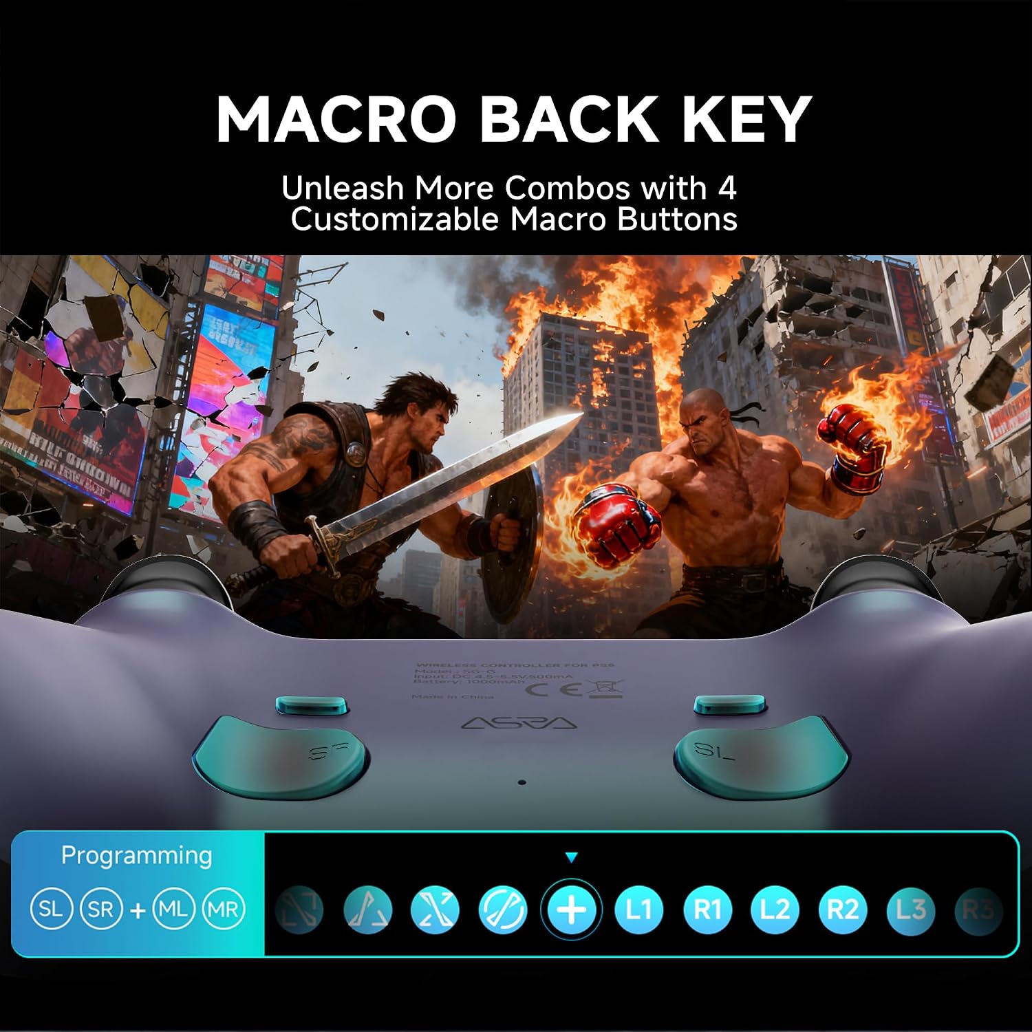 CONTROL INALÁMBRICO ASRVA WIRELESS PRO, PALANCAS HALL EFFECT, 4 BOTONES TRASEROS, AZUL - 4