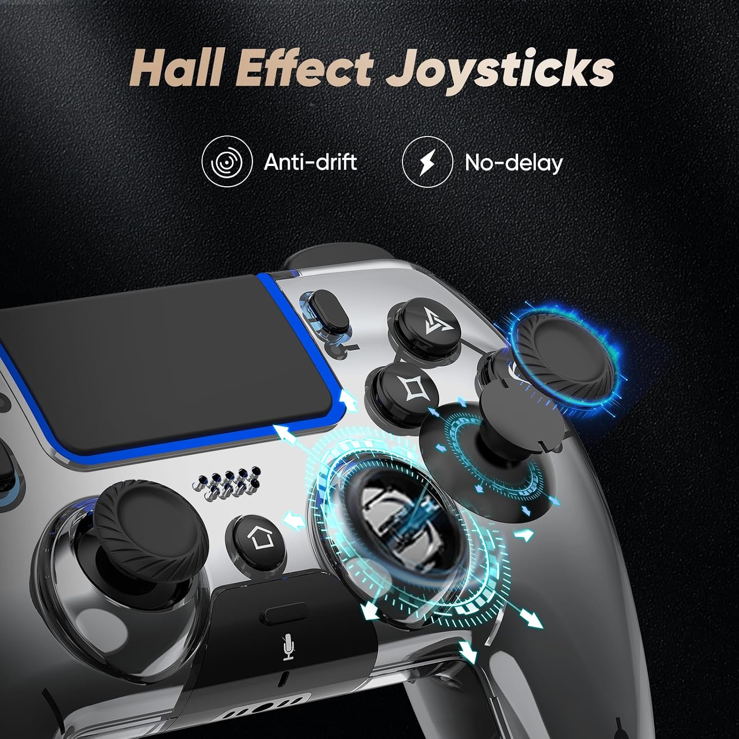 CONTROL INALÁMBRICO BETMI PARA PS5 PRO/SLIM/MAC/PC PLATEADO METÁLICO - 3