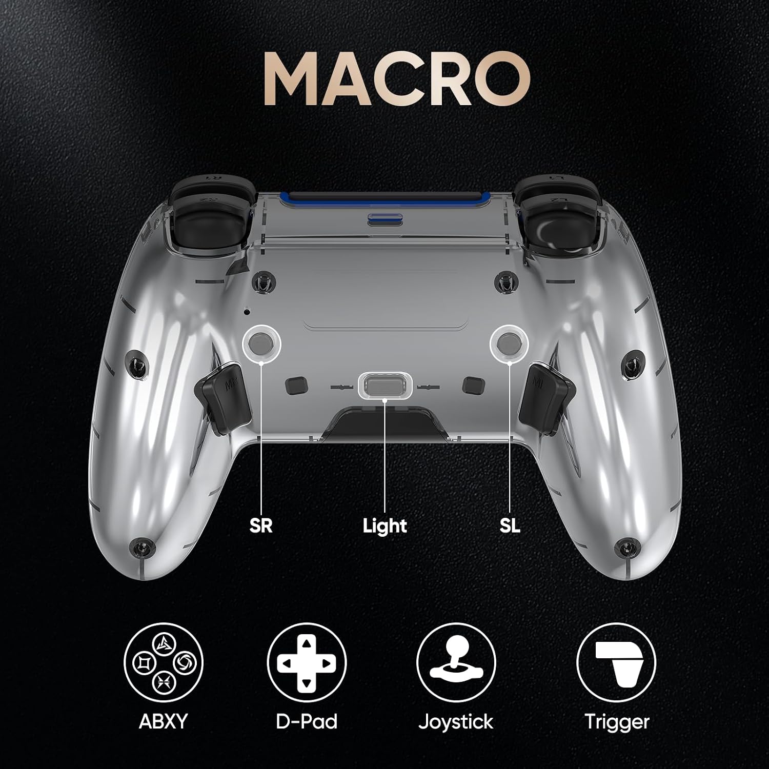 CONTROL INALÁMBRICO BETMI PARA PS5 PRO/SLIM/MAC/PC PLATEADO METÁLICO - 4