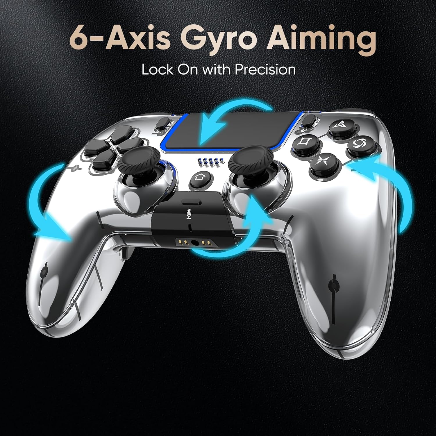 CONTROL INALÁMBRICO BETMI PARA PS5 PRO/SLIM/MAC/PC PLATEADO METÁLICO - 5