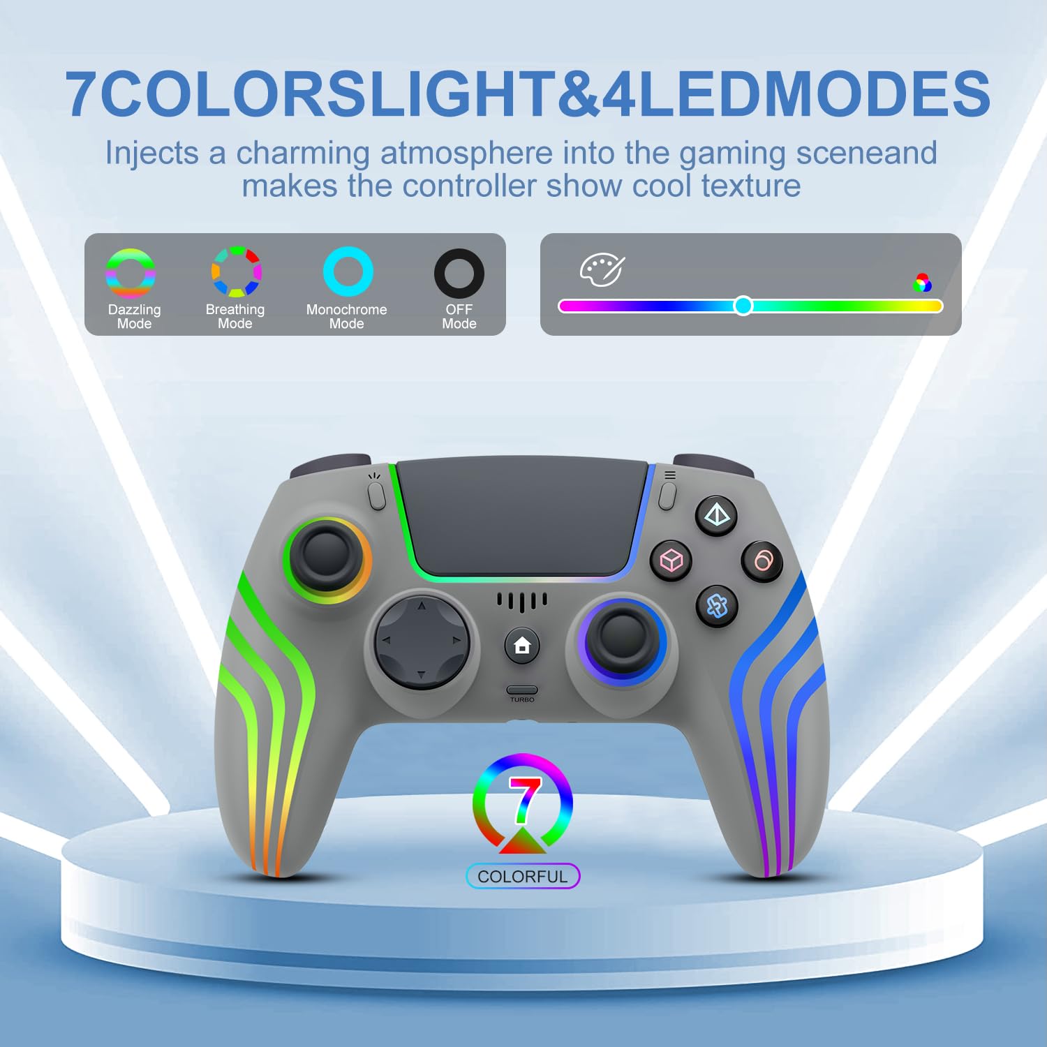 CONTROL INALÁMBRICO PARA PS5 JYELUK CON ILUMINACIÓN RGB GRIS - 5