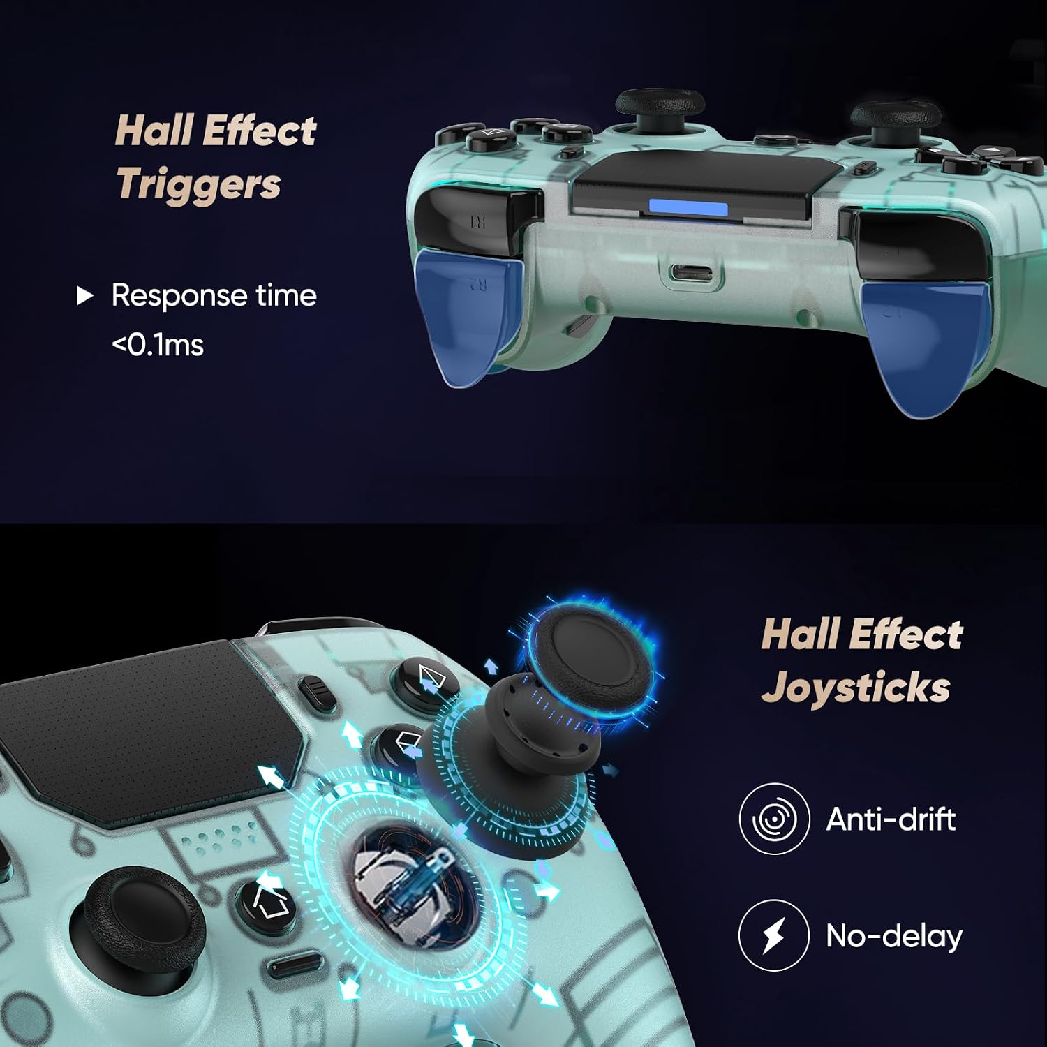 CONTROL INALÁMBRICO LED BETMI PARA PS5 PRO/SLIM/STEAM DECK/PC AZUL FROSTED - 2