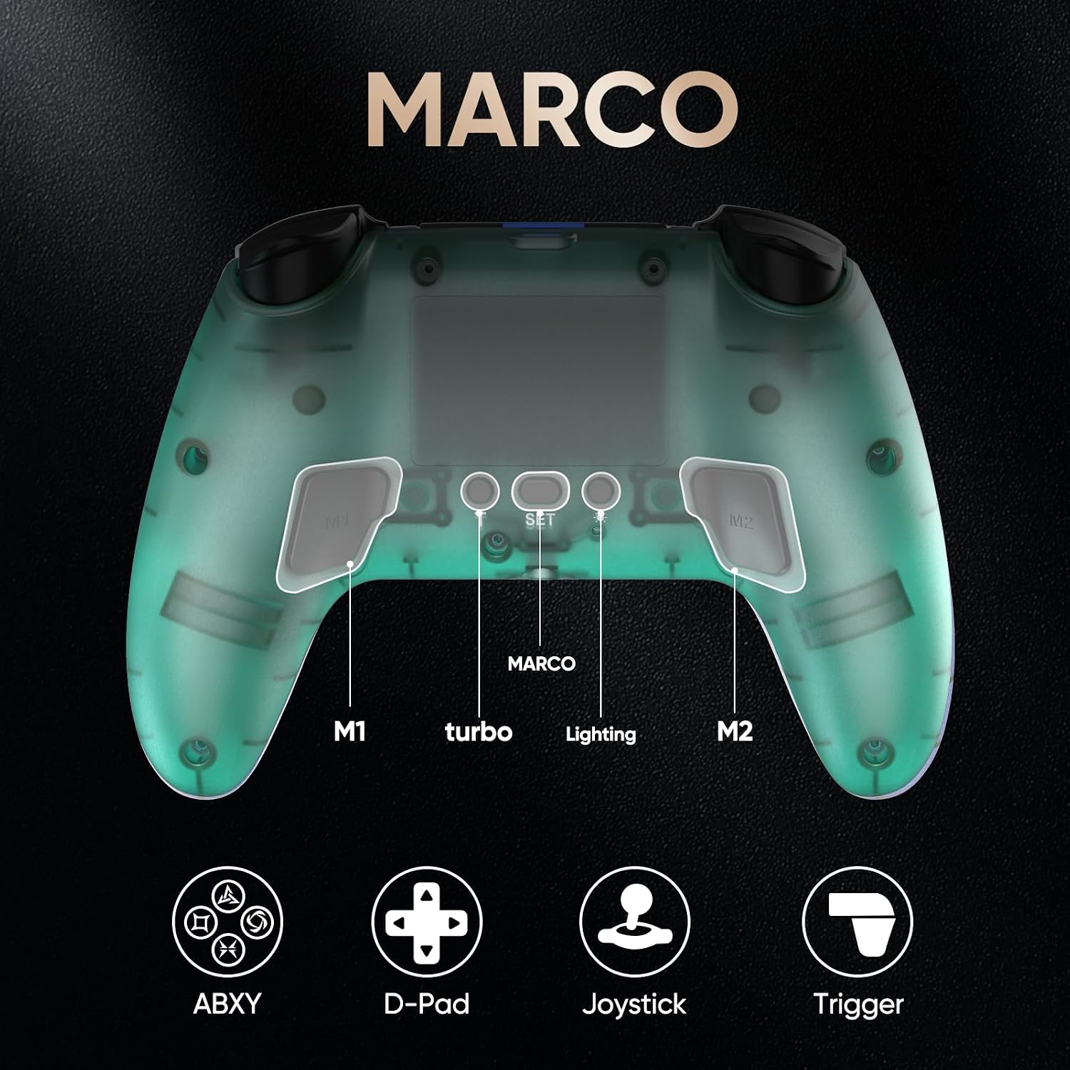 CONTROL INALÁMBRICO LED BETMI PARA PS5 PRO/SLIM/STEAM DECK/PC AZUL FROSTED - 4