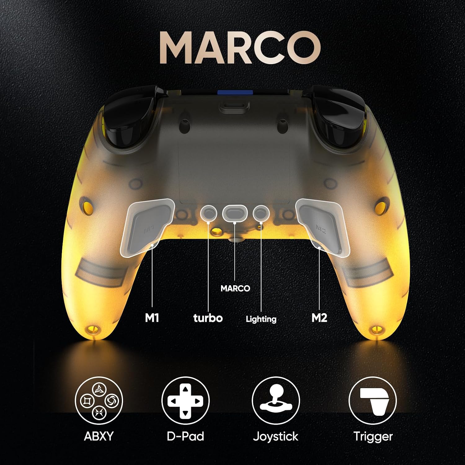 CONTROL INALÁMBRICO LED BETMI PARA PS5 PRO/SLIM/STEAM DECK/PC FROSTED GOLD - 4