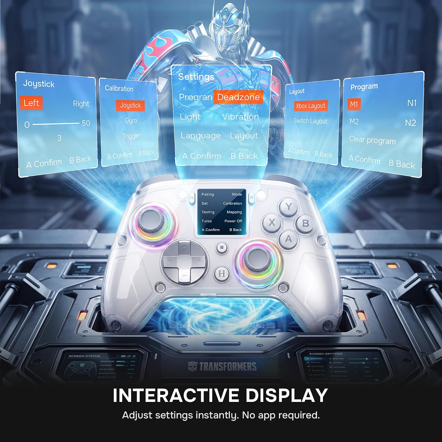 CONTROL INALÁMBRICO PARA PC TRANSFORMERS CON PANTALLA INTERACTIVA, GRIS - 3