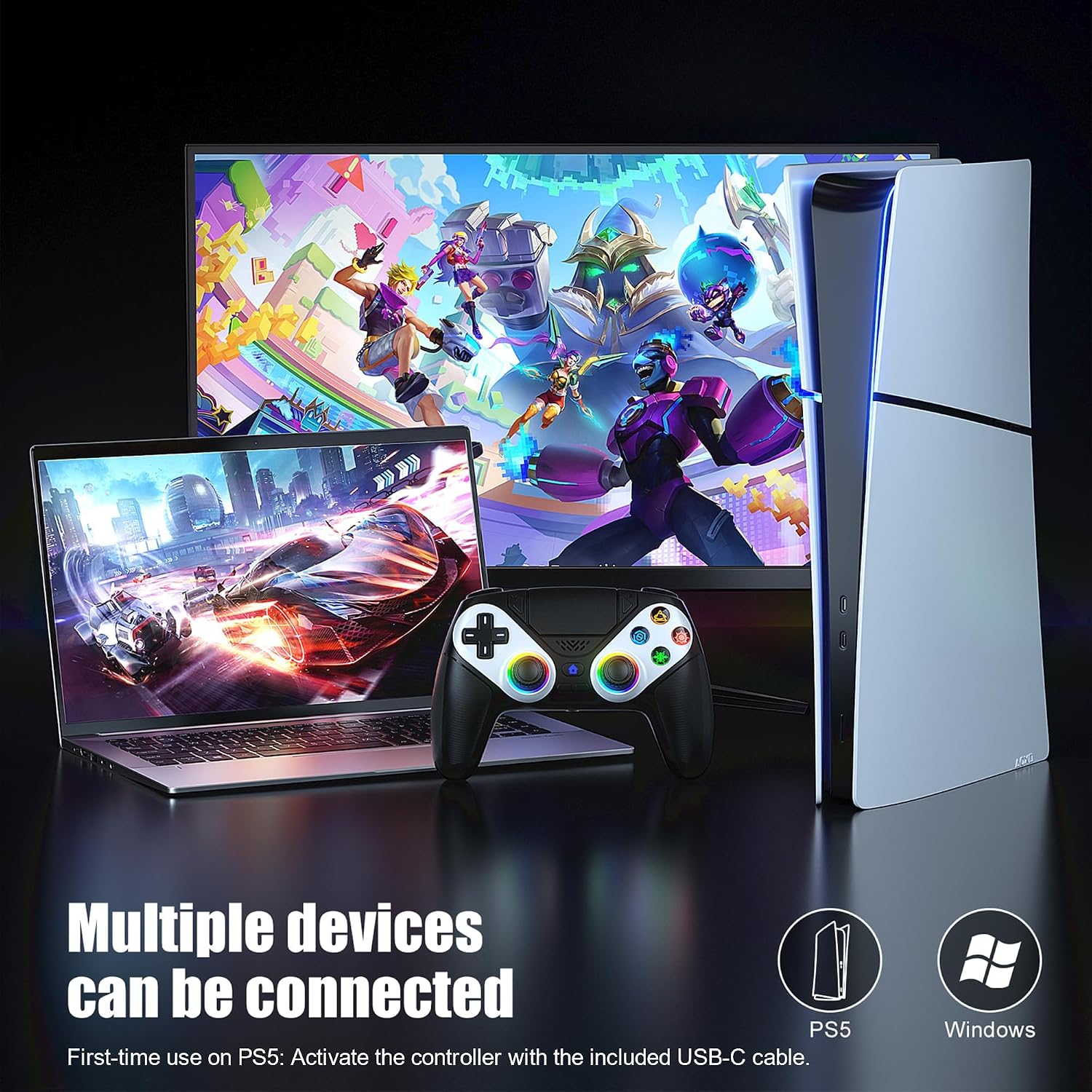 CONTROL INALÁMBRICO GAMROMBO RGB PARA PS5/ PRO/ SLIM/ PC - 2