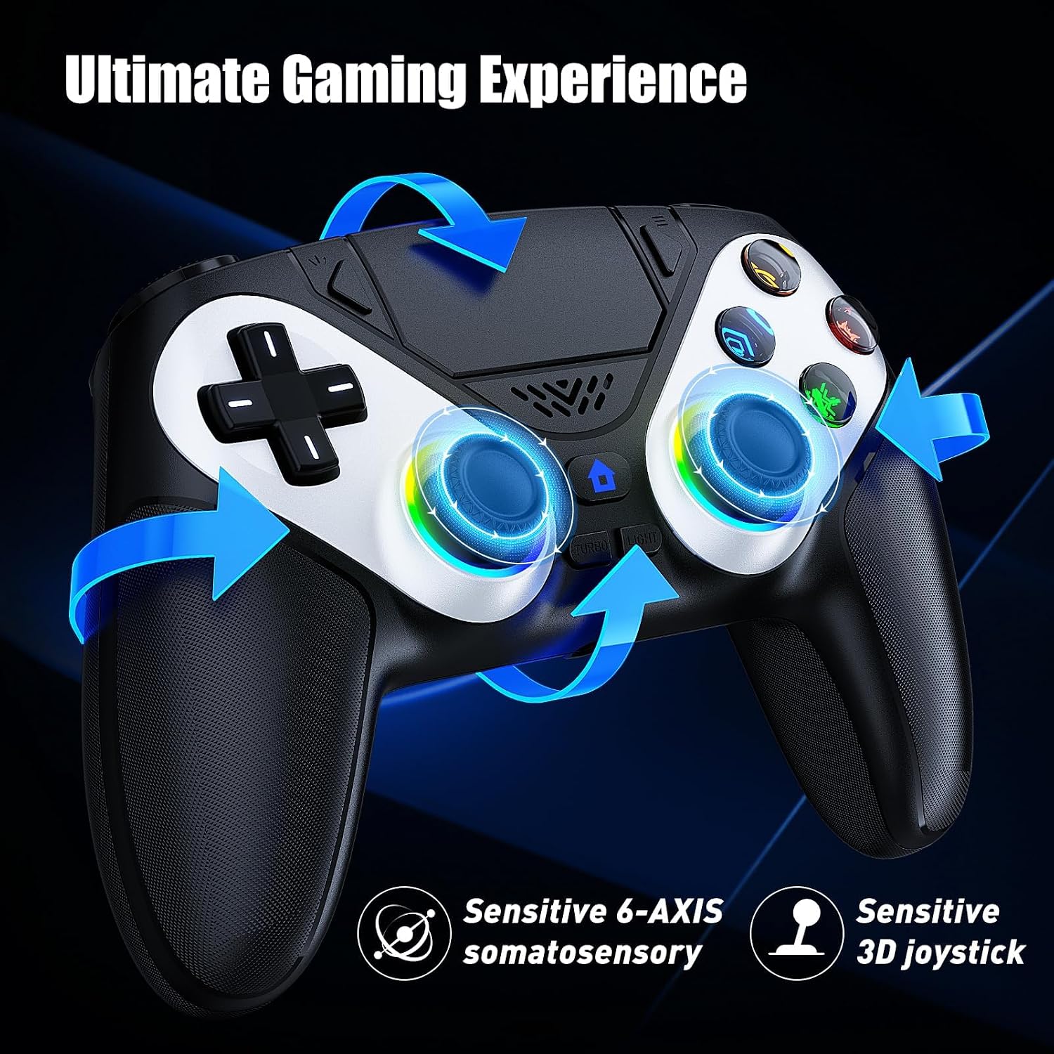 CONTROL INALÁMBRICO GAMROMBO RGB PARA PS5/ PRO/ SLIM/ PC - 5