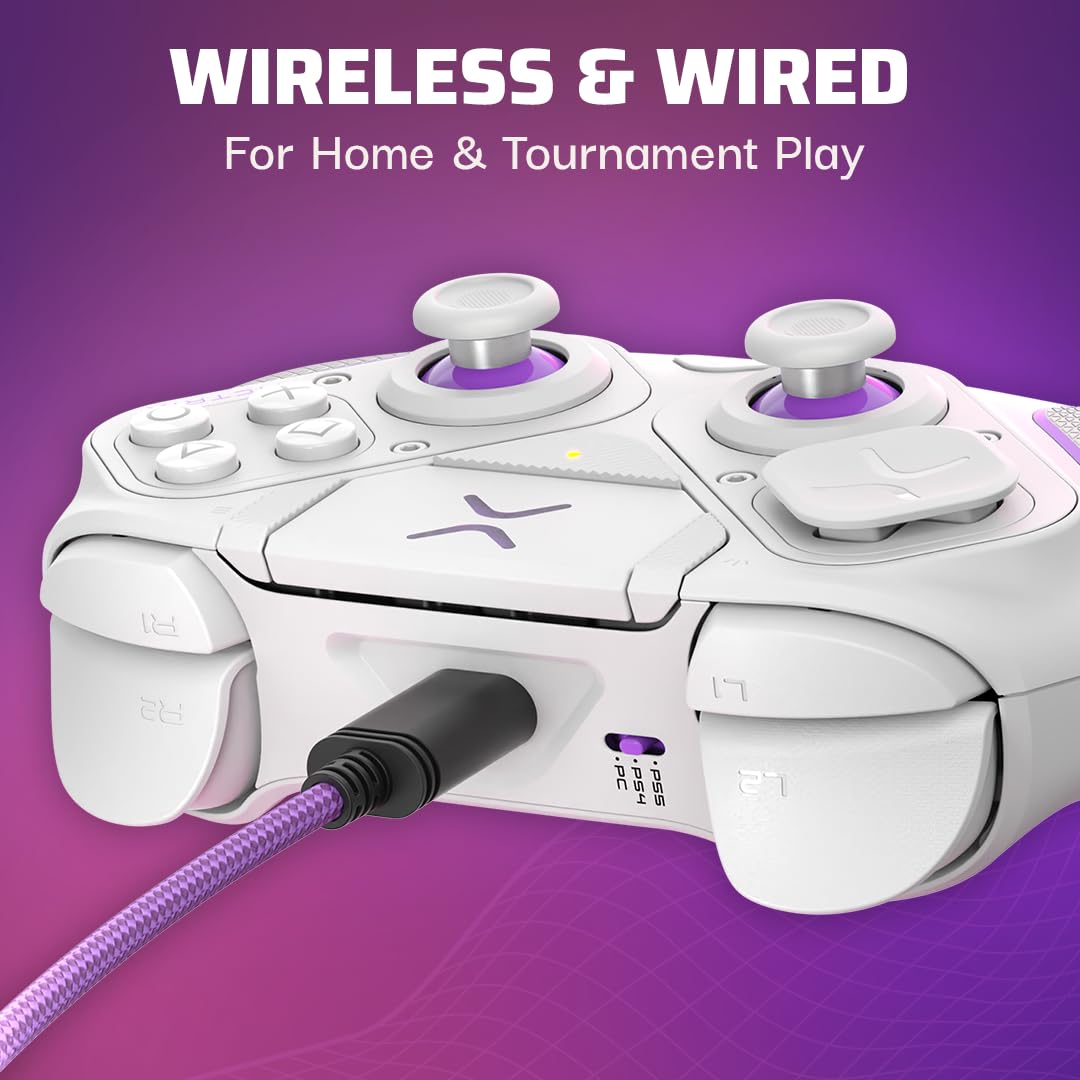 CONTROL INALÁMBRICO PARA GAMING PDP VICTRIX PRO BFG PARA PLAYSTATION 5, PS4 Y PC, MODULAR, BLANCO - 5
