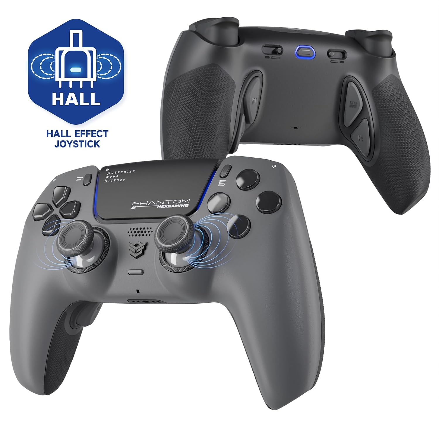 CONTROL INALÁMBRICO HEXGAMING PHANTOM COMPATIBLE CON PS5 GRIS SOMBRA - 1