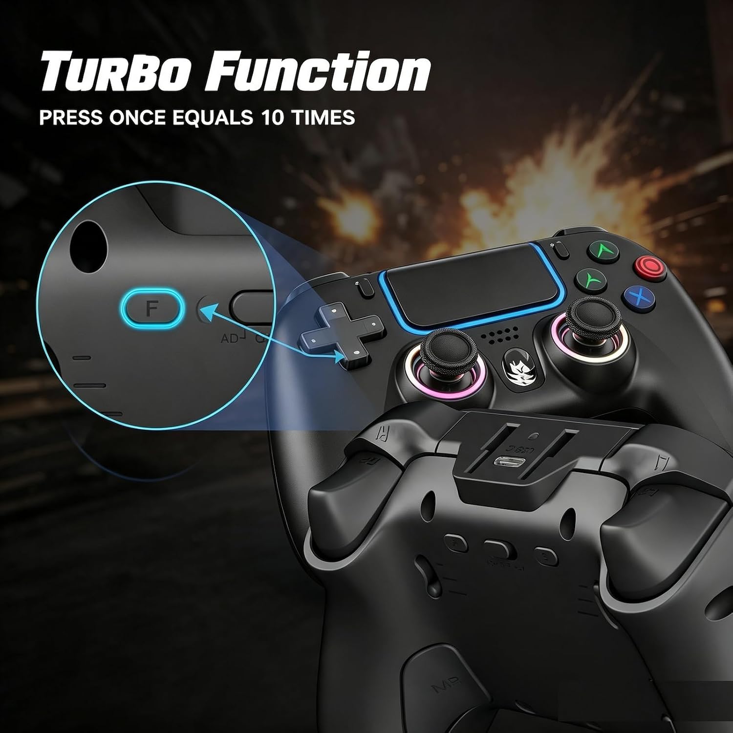 CONTROL INALÁMBRICO PARA PS5 NBCP CON VIBRACIÓN DUAL Y FUNCIÓN MACRO/TURBO - 2