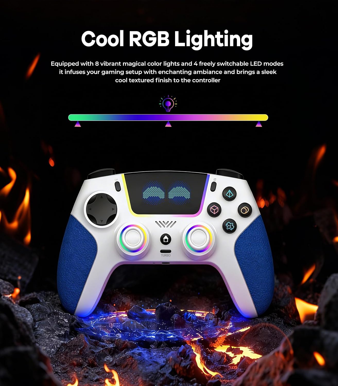 MANDO INALÁMBRICO PRO SFGSUP PARA PS5, PC, MAC, STEAM DECK AZUL Y BLANCO - 3