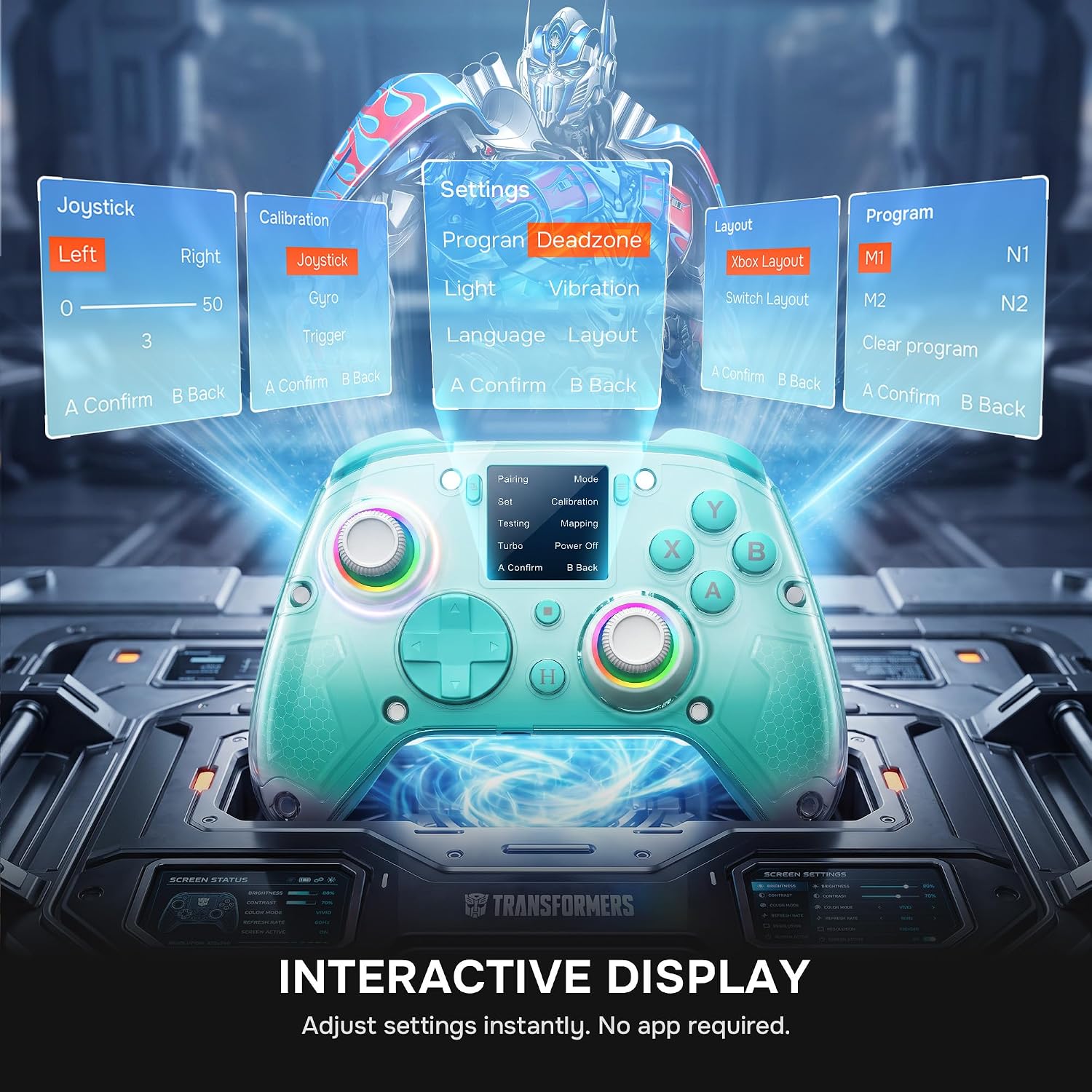 CONTROL INALÁMBRICO PARA PC TRANSFORMERS CON PANTALLA INTERACTIVA VERDE ACEITUNA - 3