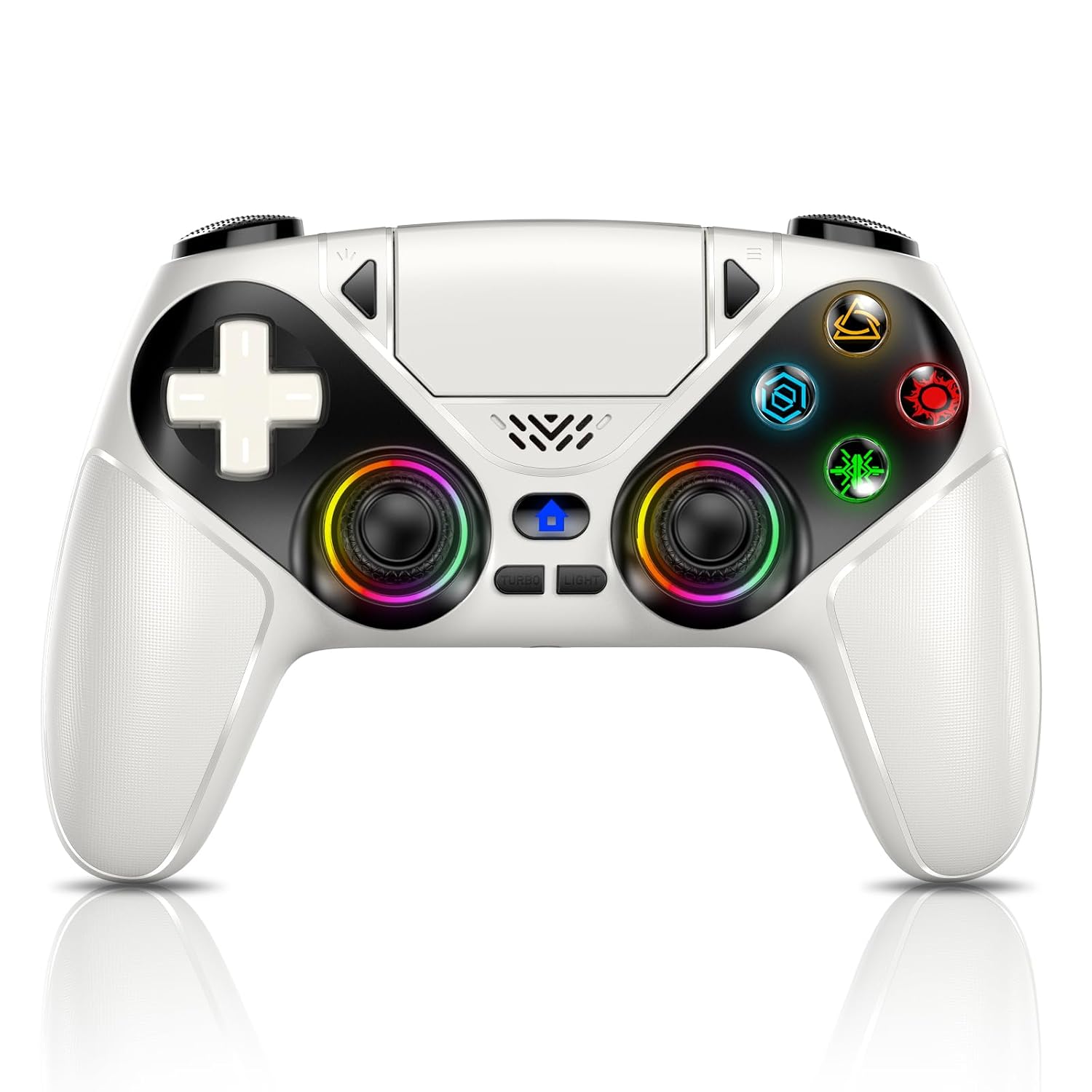 CONTROL INALÁMBRICO LENISUOLE RGB PARA PS5 Y PC BLANCO - 1