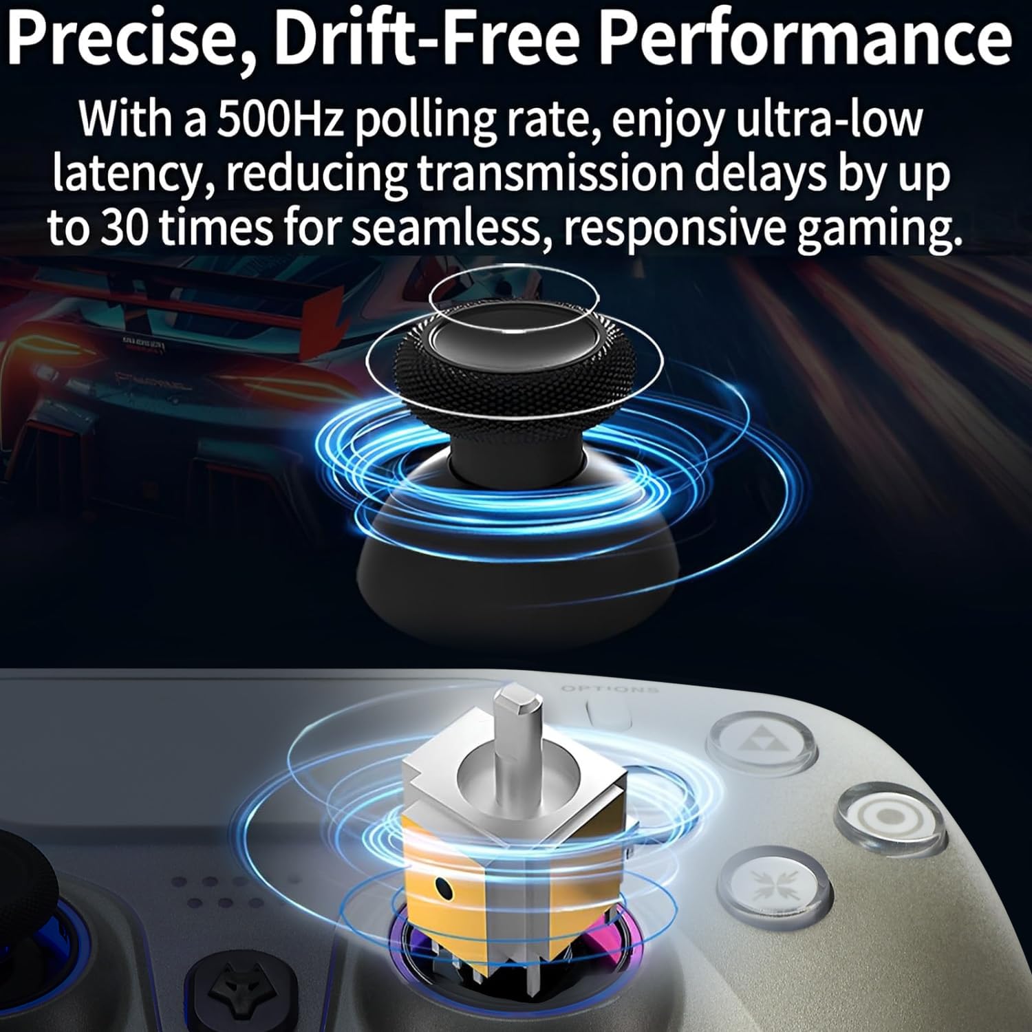 CONTROL PS5 CON CABLE NBCP TURBO Y GATILLOS HALL EFFECT GRIS - 4