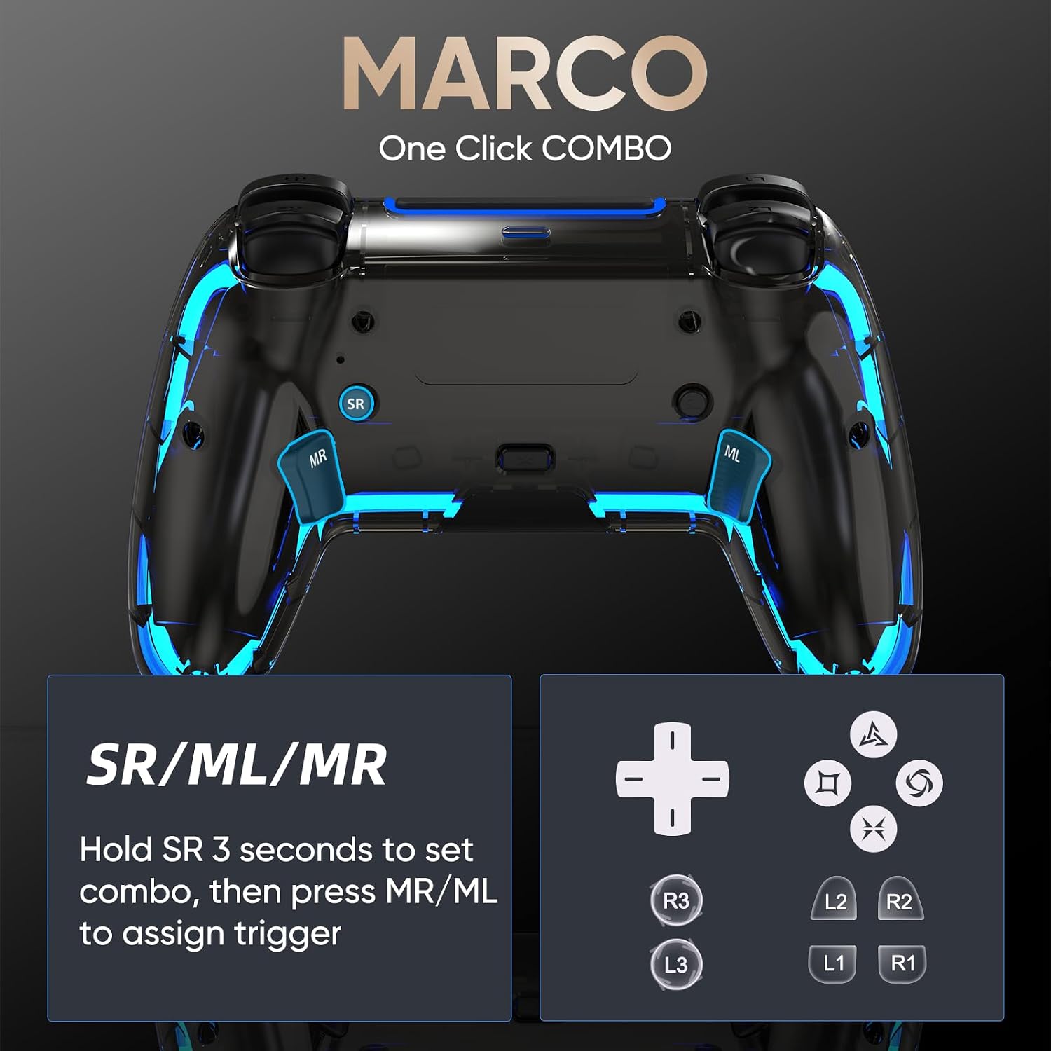 CONTROL INALÁMBRICO BETMI PARA PS5 PRO/SLIM/MAC/STEAM DECK/PC CON JOYSTICK HALL EFFECT Y VIBRACIÓN DUAL - 3