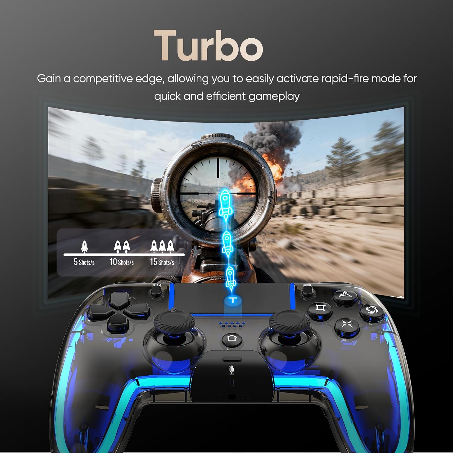 CONTROL INALÁMBRICO BETMI PARA PS5 PRO/SLIM/MAC/STEAM DECK/PC CON JOYSTICK HALL EFFECT Y VIBRACIÓN DUAL - 5