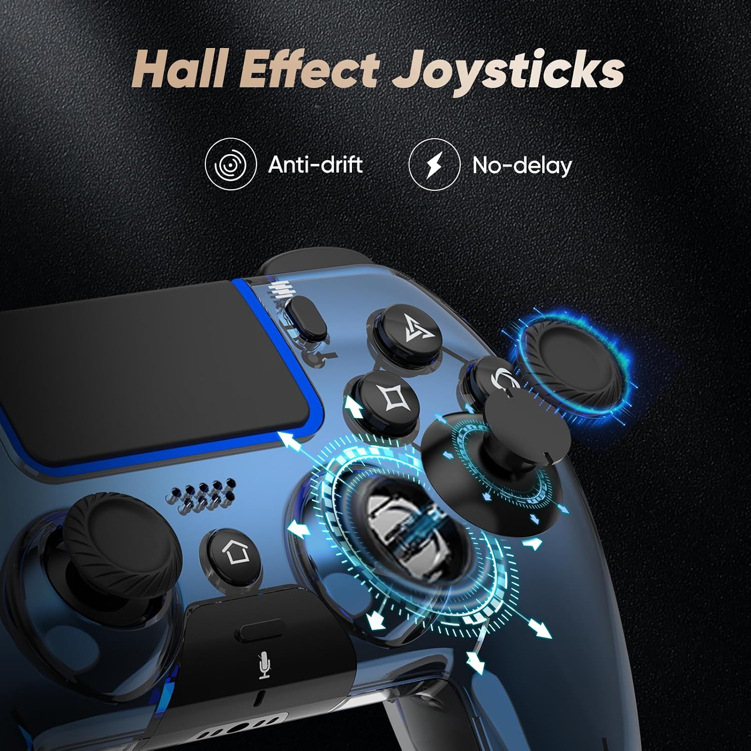 CONTROL INALÁMBRICO BETMI PARA PS5 PRO/SLIM/MAC/PC METALLIC BLUE - 3