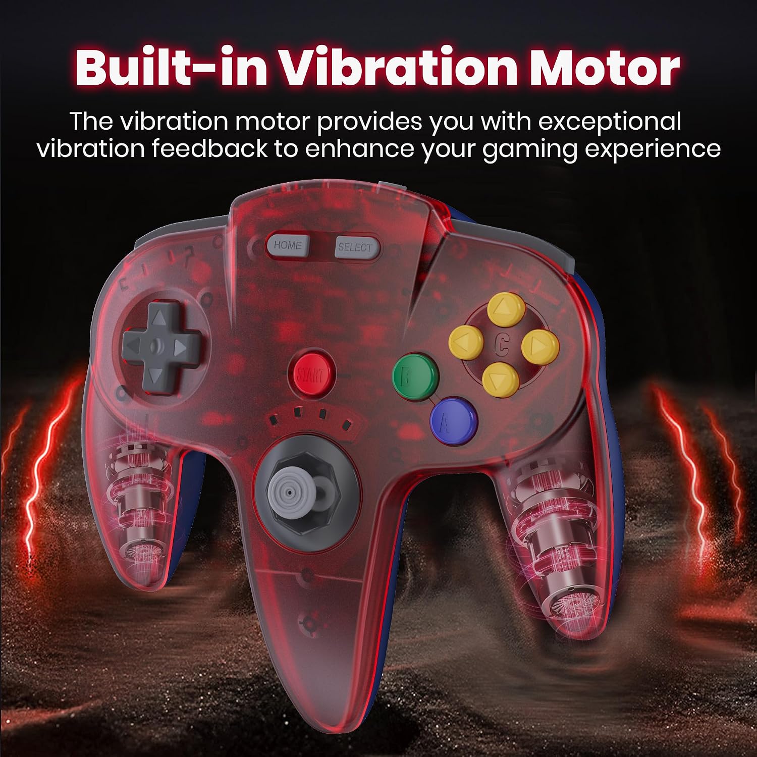 CONTROL INALÁMBRICO 2 PACK SAFFUN PARA SWITCH 1/2 Y CONSOLA N64 ROJO TRANSPARENTE Y NEGRO - 2