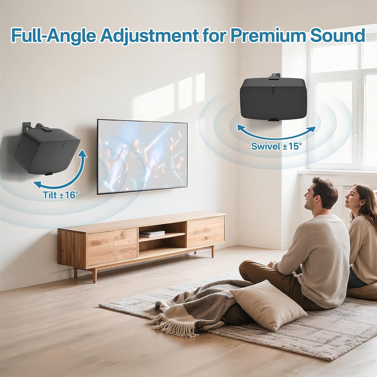 SOPORTE DE PARED PARA PARLANTES YIBRACKI SONOS 5 Y PLAY 5 AJUSTABLE NEGRO - 3