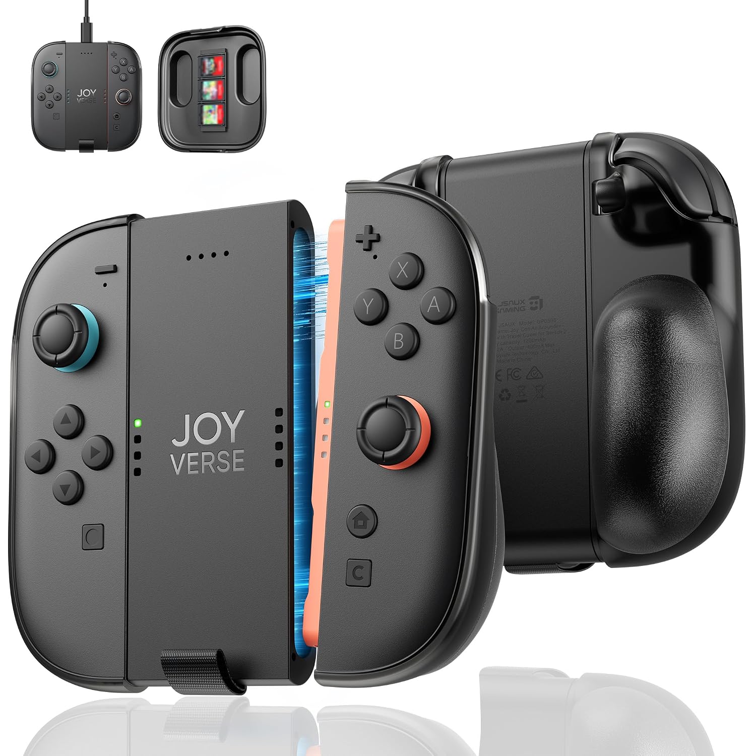 GRIP CON BATERÍA PARA CARGA JSAUX PARA SWITCH 2 JOYPADS CON CUBIERTA FRONTAL - 1