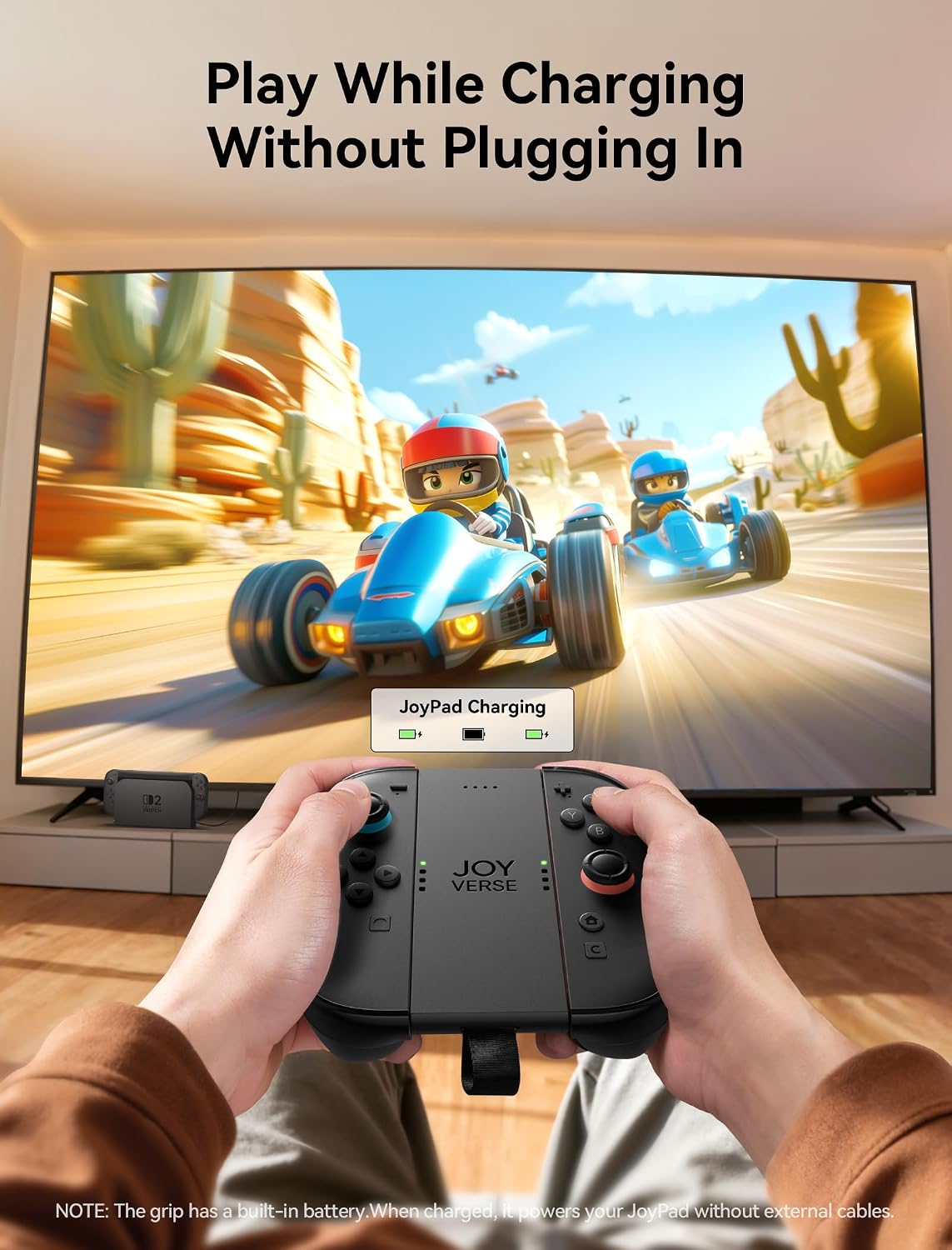 GRIP CON BATERÍA PARA CARGA JSAUX PARA SWITCH 2 JOYPADS CON CUBIERTA FRONTAL - 3