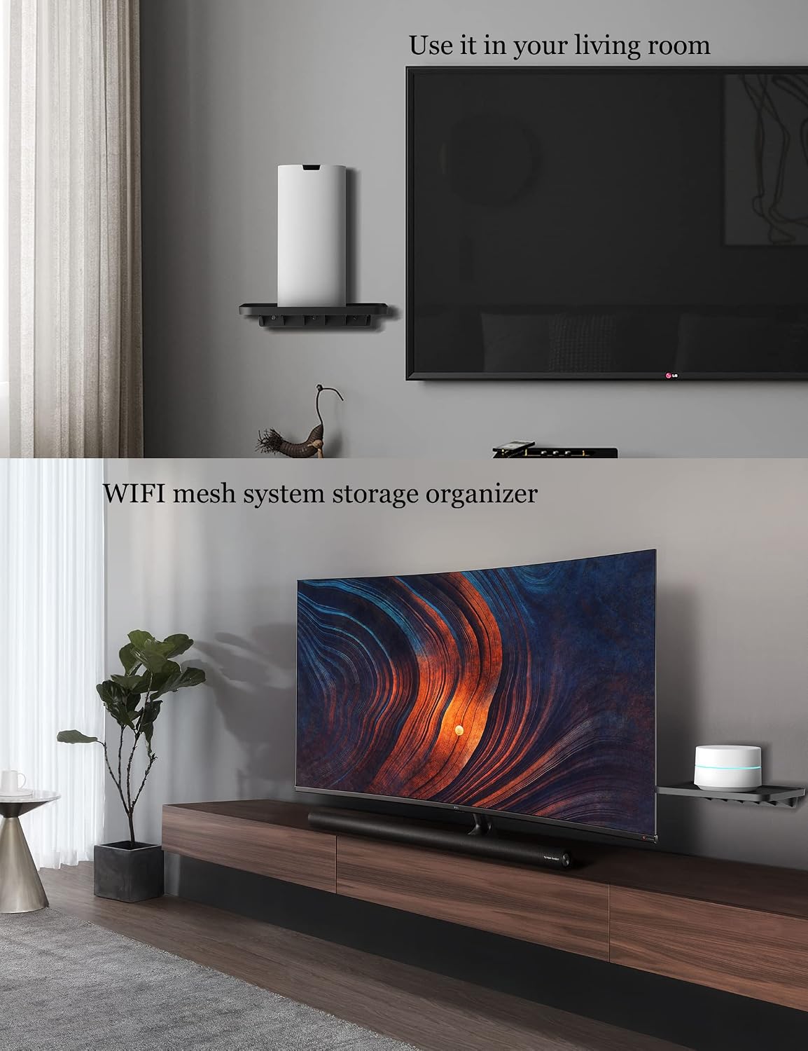 SOPORTE DE PARED UNIVERSAL PARA ROUTER GOOGLE WIFI NEGRO - 3