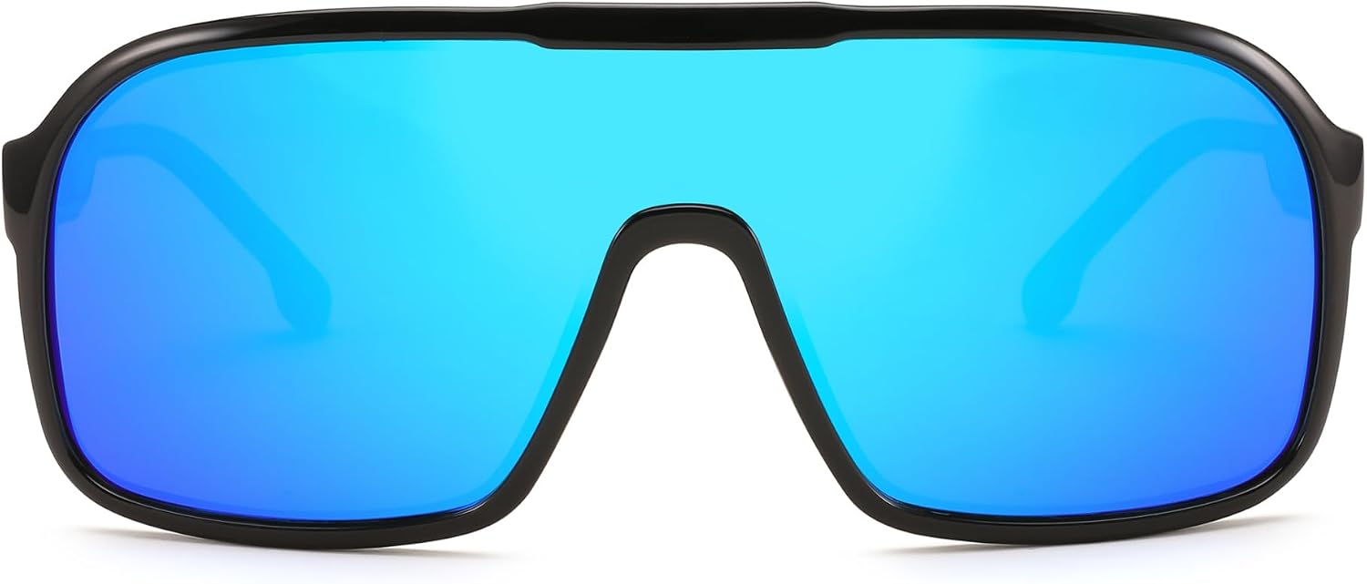 LENTES DE SOL FEISEDY B0122 POLARIZADOS DEPORTIVOS ESPEJO NEGRO Y AZUL - 3