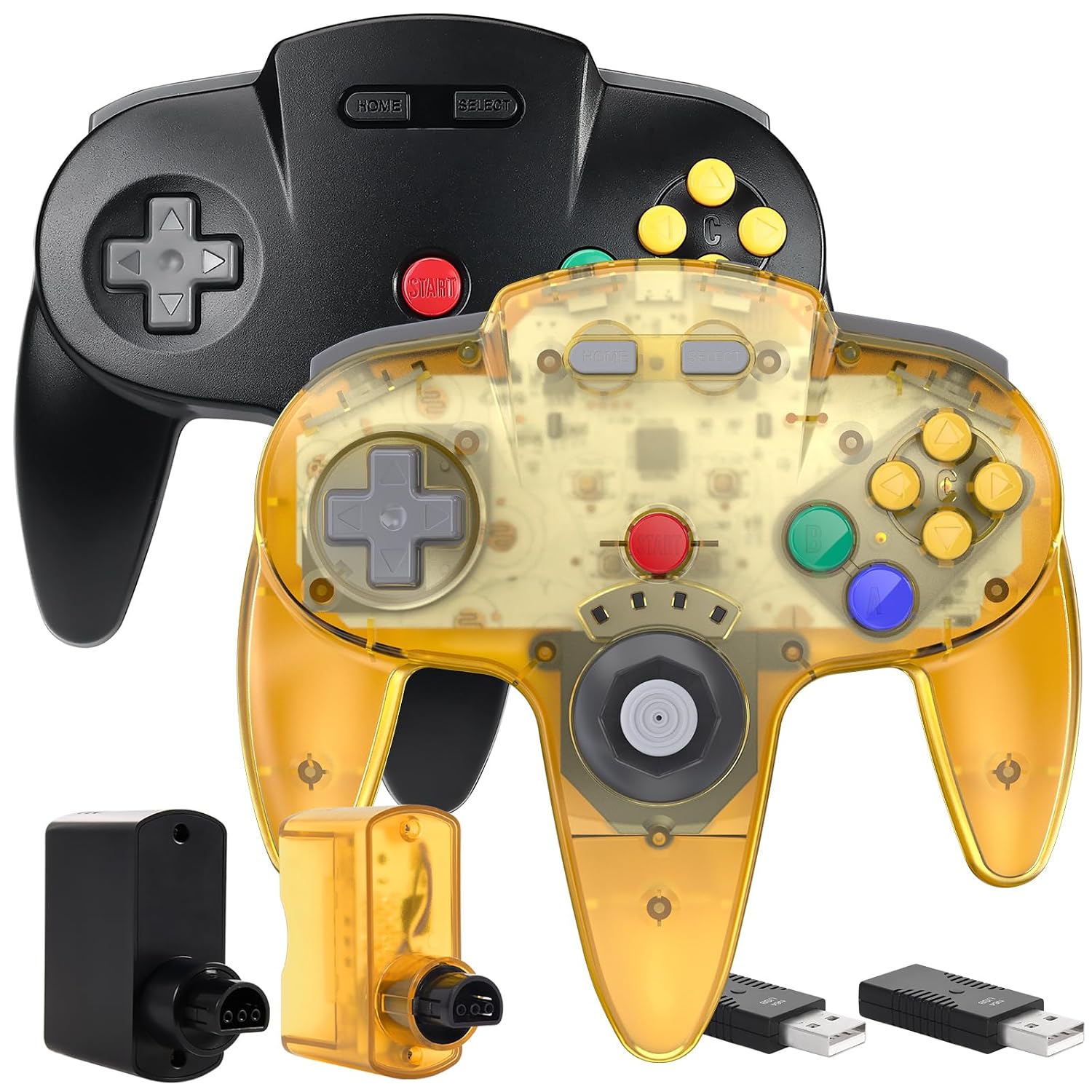 CONTROL INALÁMBRICO 2 PACK PARA SWITCH Y CONSOLA N64 SAFFUN AMARILLO Y NEGRO - 1