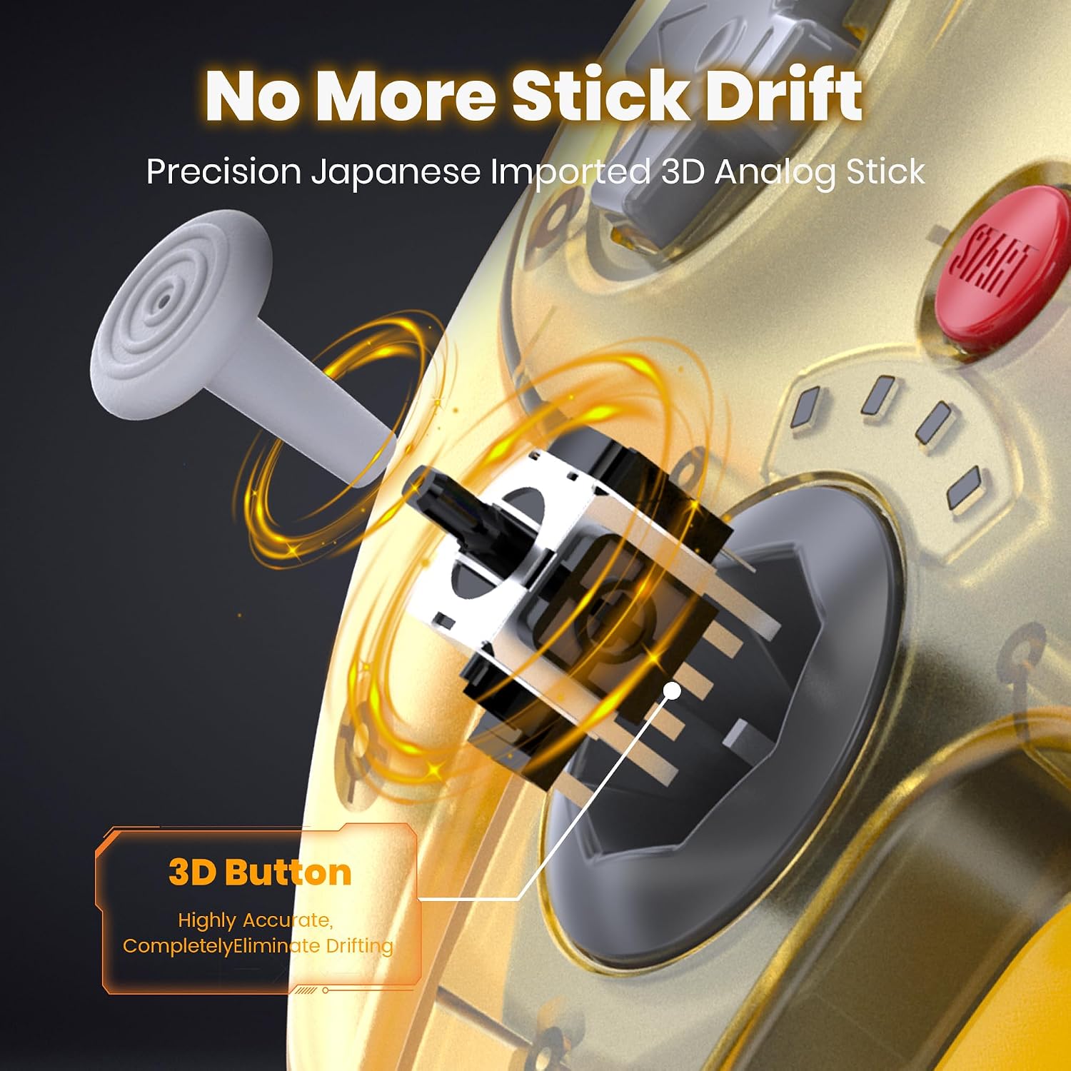 CONTROL INALÁMBRICO 2 PACK PARA SWITCH Y CONSOLA N64 SAFFUN AMARILLO Y NEGRO - 3