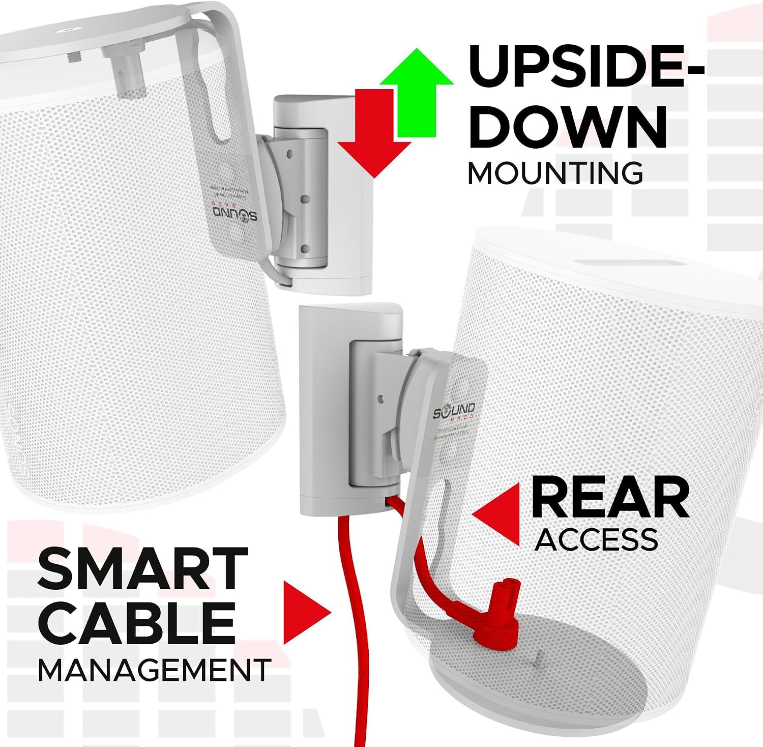 SOPORTE DE PARED PARA PARLANTES SOUND BASS ERA100 DOBLE BLANCO INCLINABLE Y GIRATORIO - 4