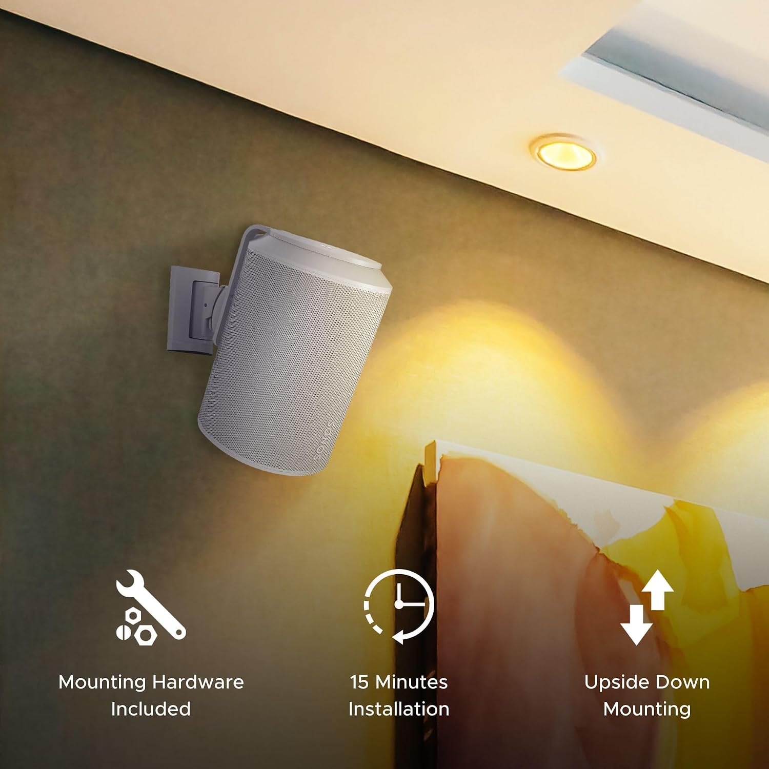 SOPORTE DE PARED PARA PARLANTES SOUND BASS ERA100 DOBLE BLANCO INCLINABLE Y GIRATORIO - 5