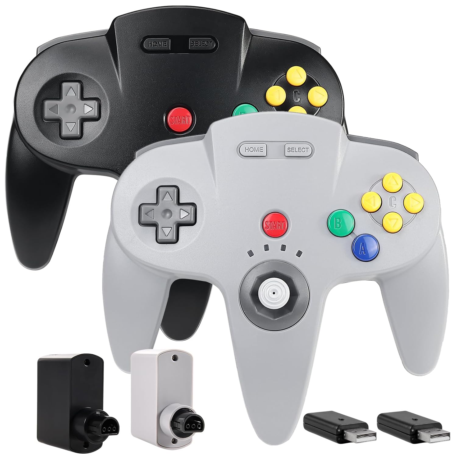 CONTROL INALÁMBRICO 2 PACK PARA NINTENDO SWITCH Y CONSOLA N64 SAFFUN NEGRO Y GRIS - 1