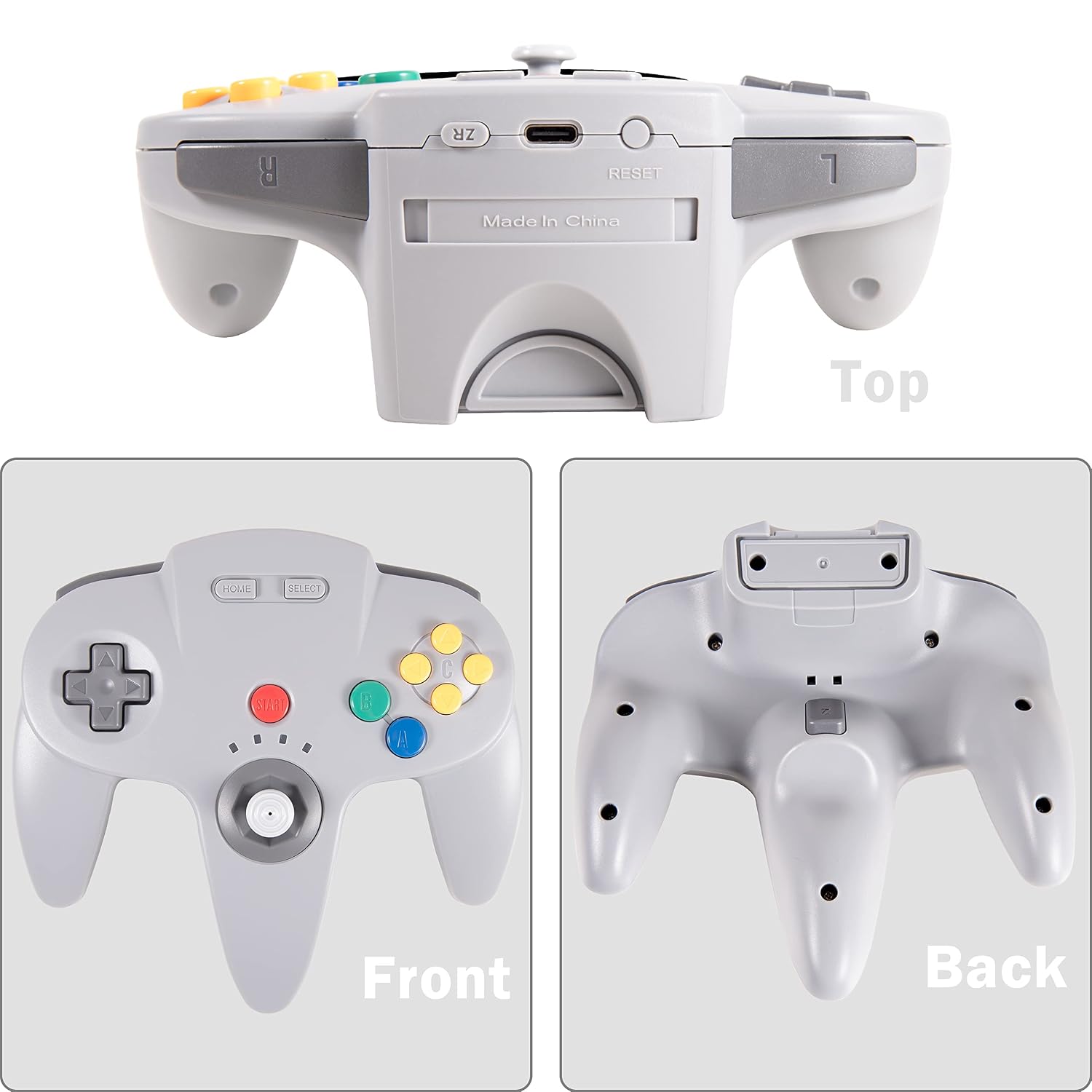 CONTROL INALÁMBRICO 2 PACK PARA NINTENDO SWITCH Y CONSOLA N64 SAFFUN NEGRO Y GRIS - 2
