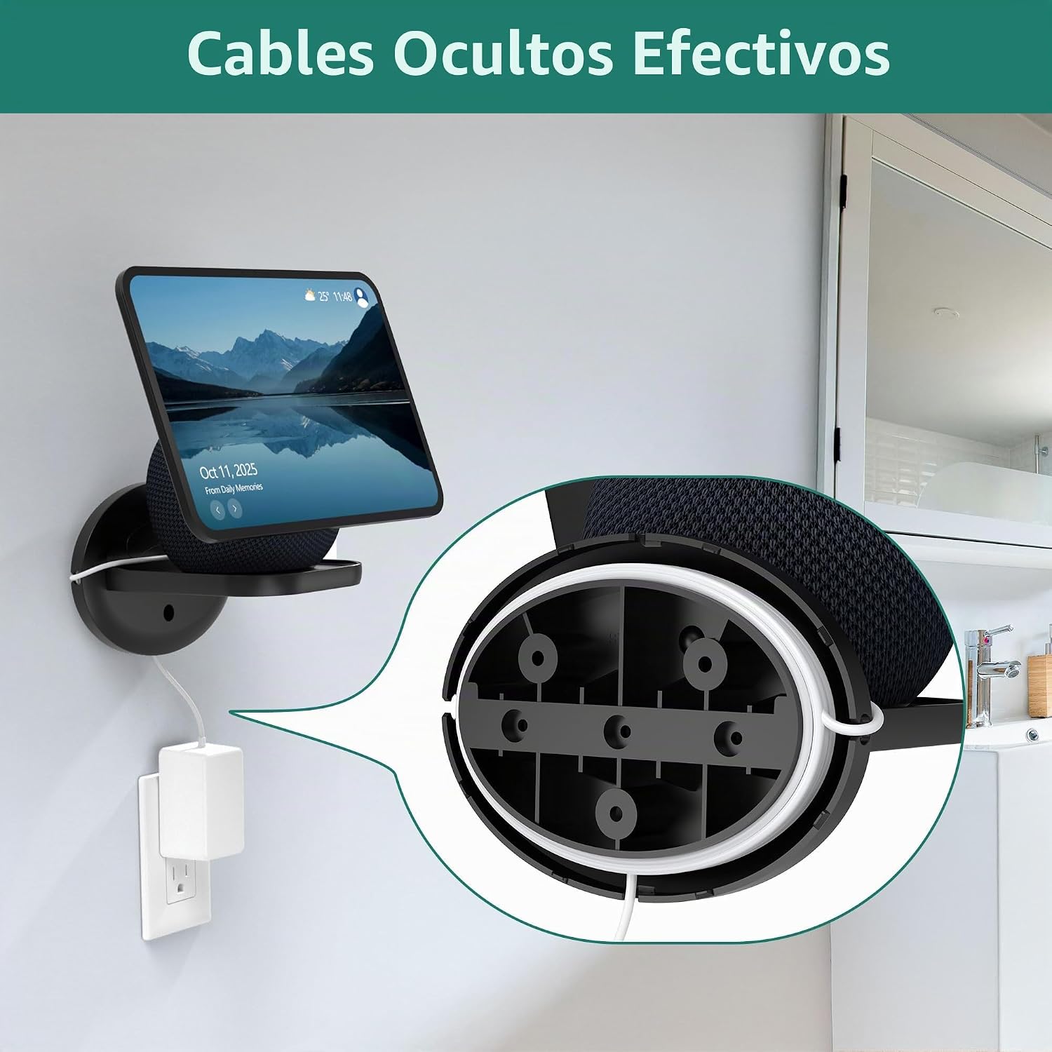 SOPORTE DE PARED PARA PARLANTES HOMEMOUNT ECHO SHOW 11 Y ECHO SPOT NEGRO - 4