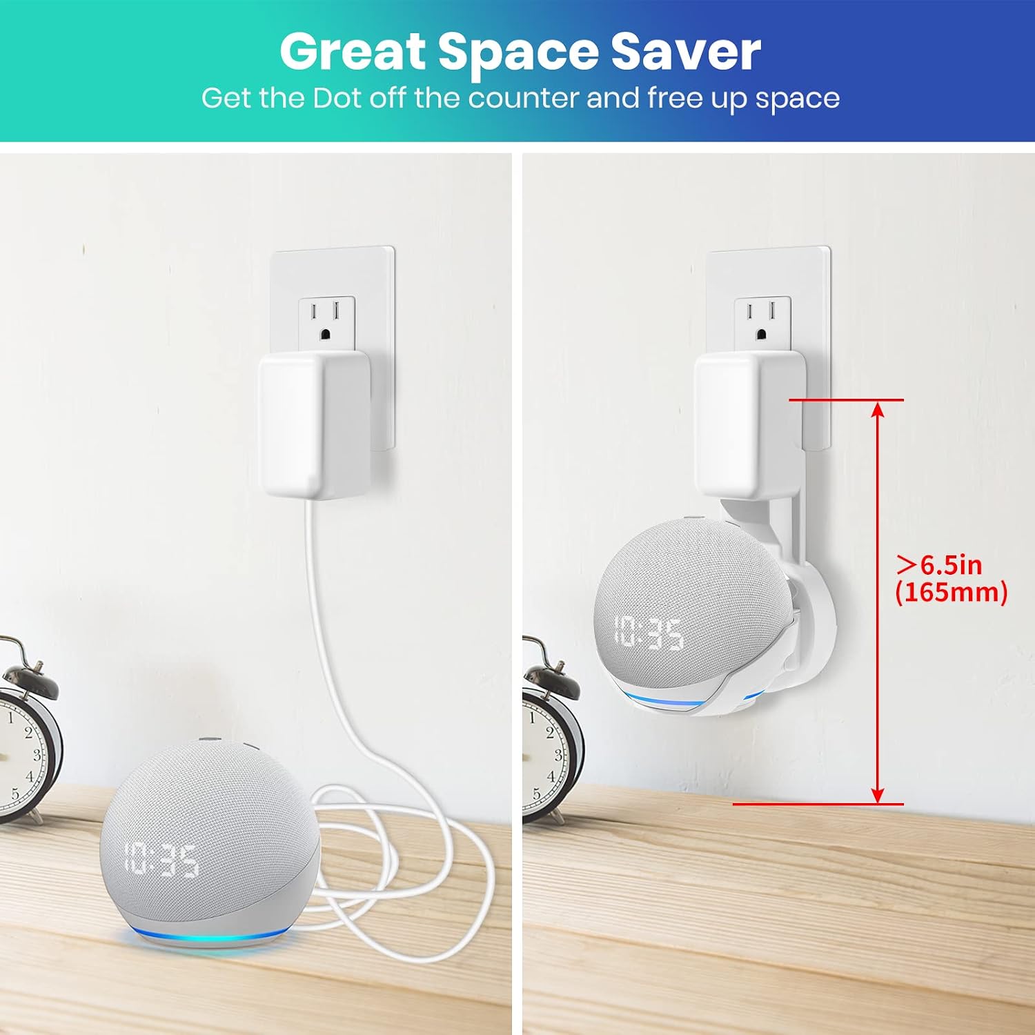 SOPORTE DE PARED PARA ECHO DOT 5TA GENERACIÓN FUQINTOP BLANCO - 3