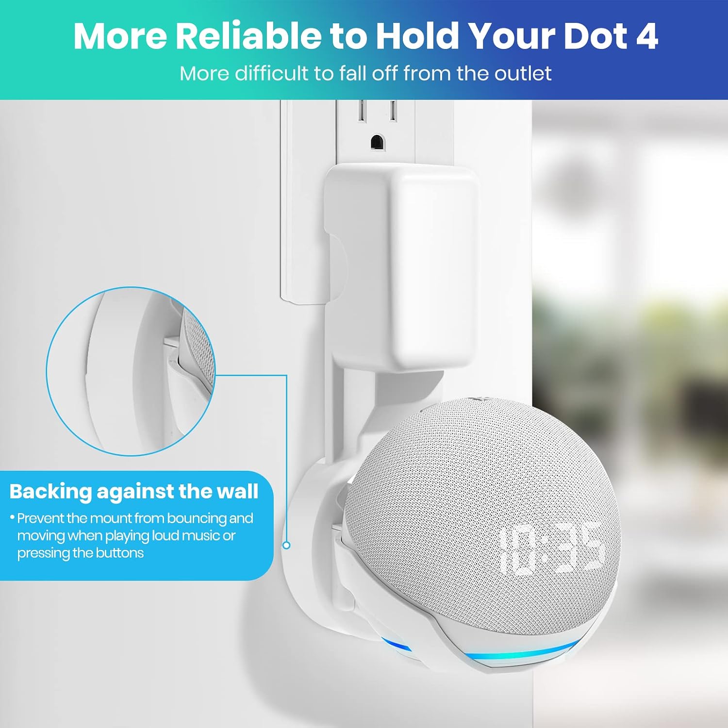 SOPORTE DE PARED PARA ECHO DOT 5TA GENERACIÓN FUQINTOP BLANCO - 4