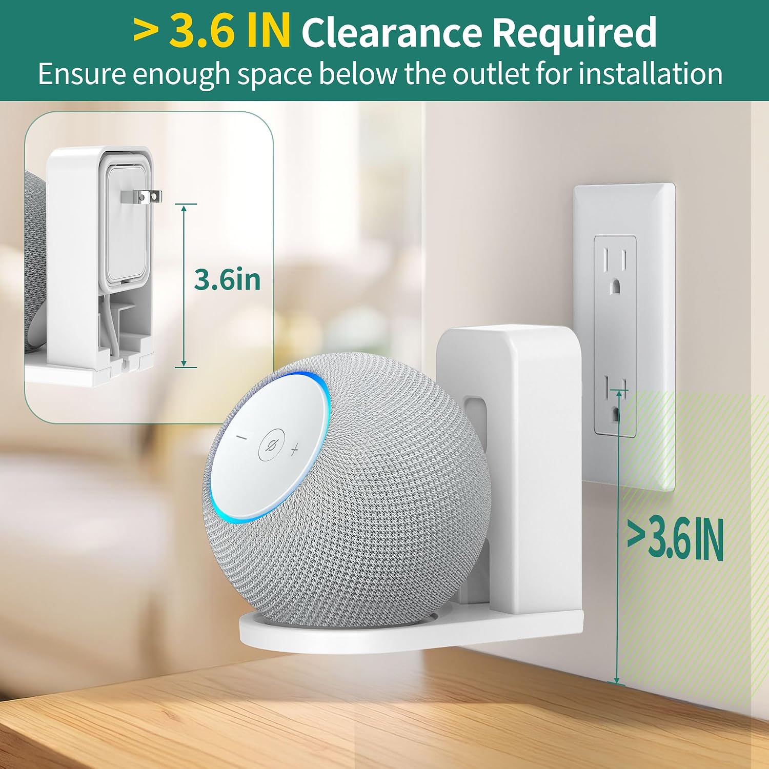 SOPORTE DE PARED PARA PARLANTES HOMEMOUNT DOT MAX Y NEST MINI BLANCO 1 UNIDAD - 3