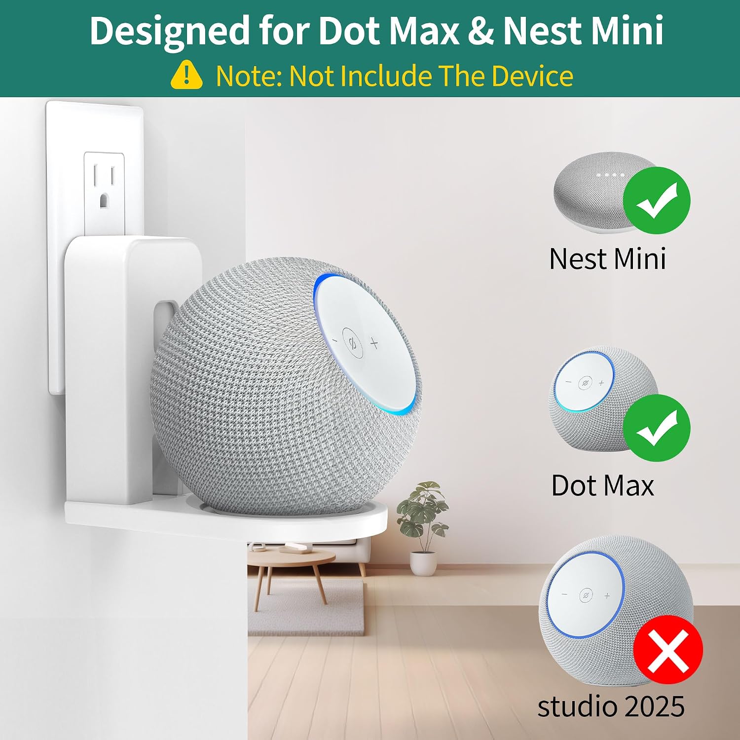SOPORTE DE PARED PARA PARLANTES HOMEMOUNT DOT MAX Y NEST MINI BLANCO 1 UNIDAD - 4