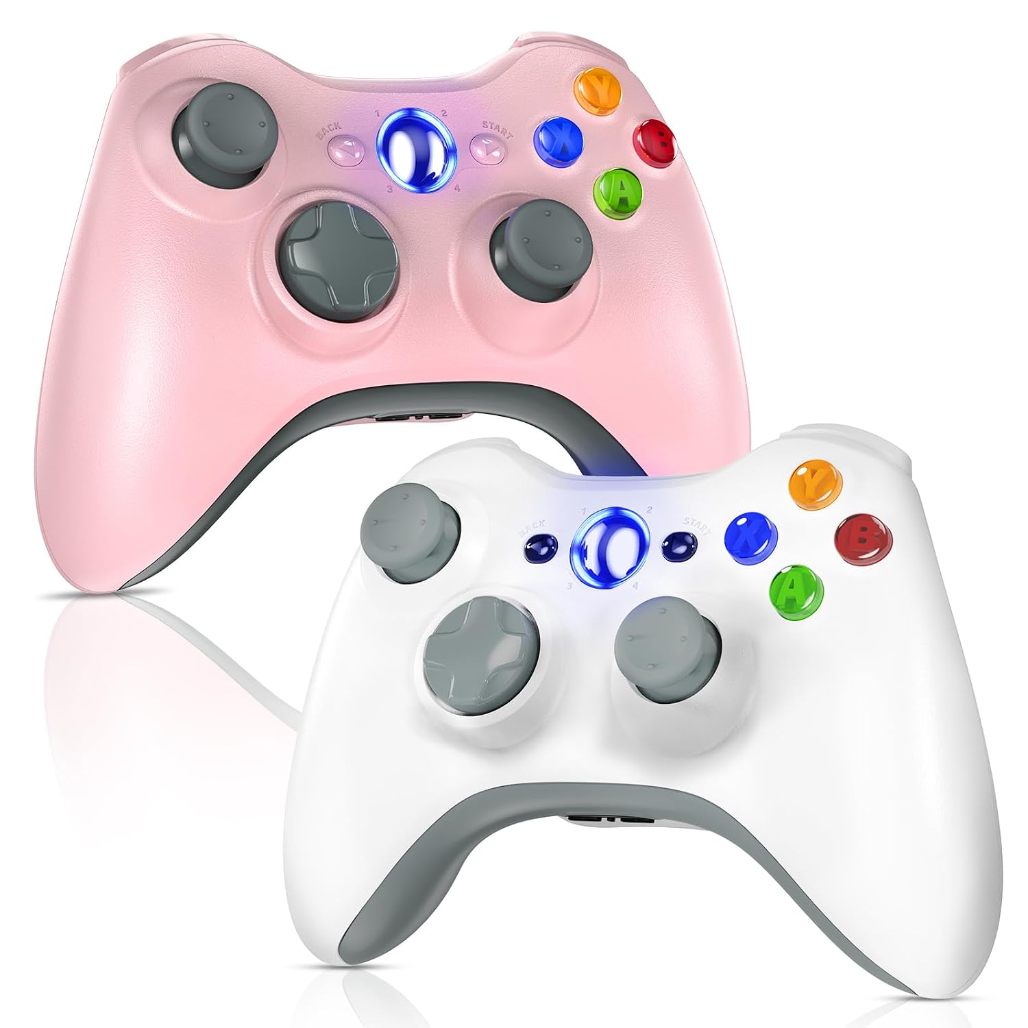MANDO INALÁMBRICO GAMROMBO PARA XBOX 360 2 UNIDADES BLANCO Y ROSADO - 1