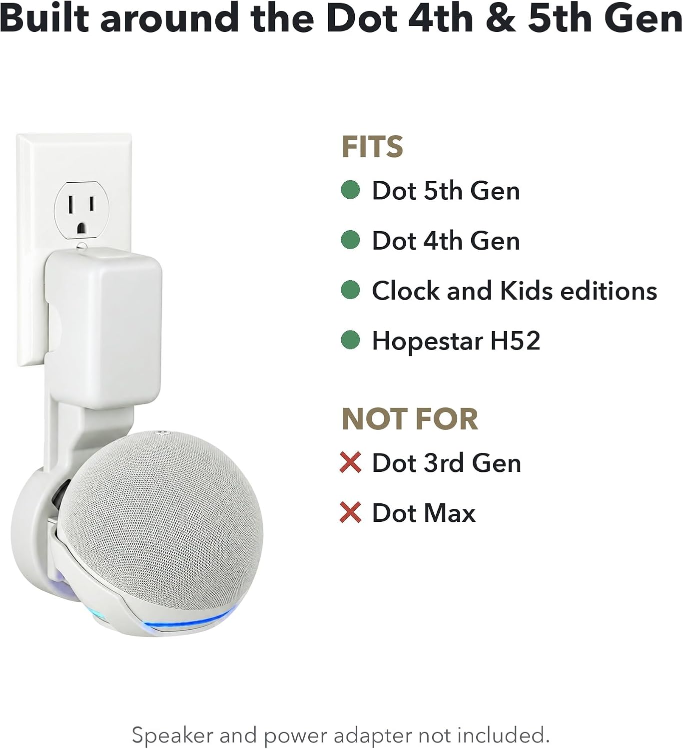SOPORTE DE PARED PARA PARLANTES NOVERAPRIME DOT 4TA Y 5TA GENERACIÓN HOPESTAR H52 BLANCO - 5