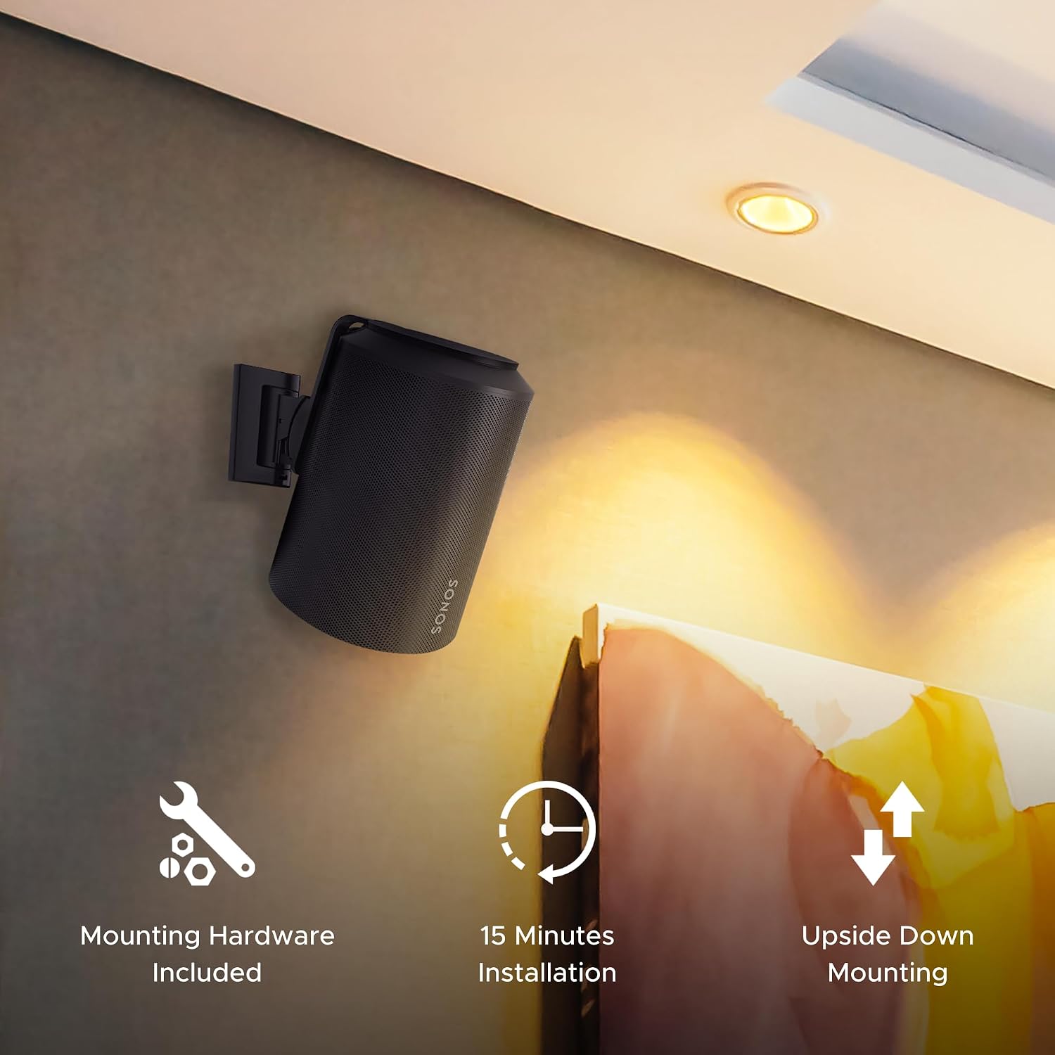 SOPORTE DE PARED PARA PARLANTES SOUND BASS ERA100 INCLINABLE Y GIRATORIO NEGRO DOBLE - 5